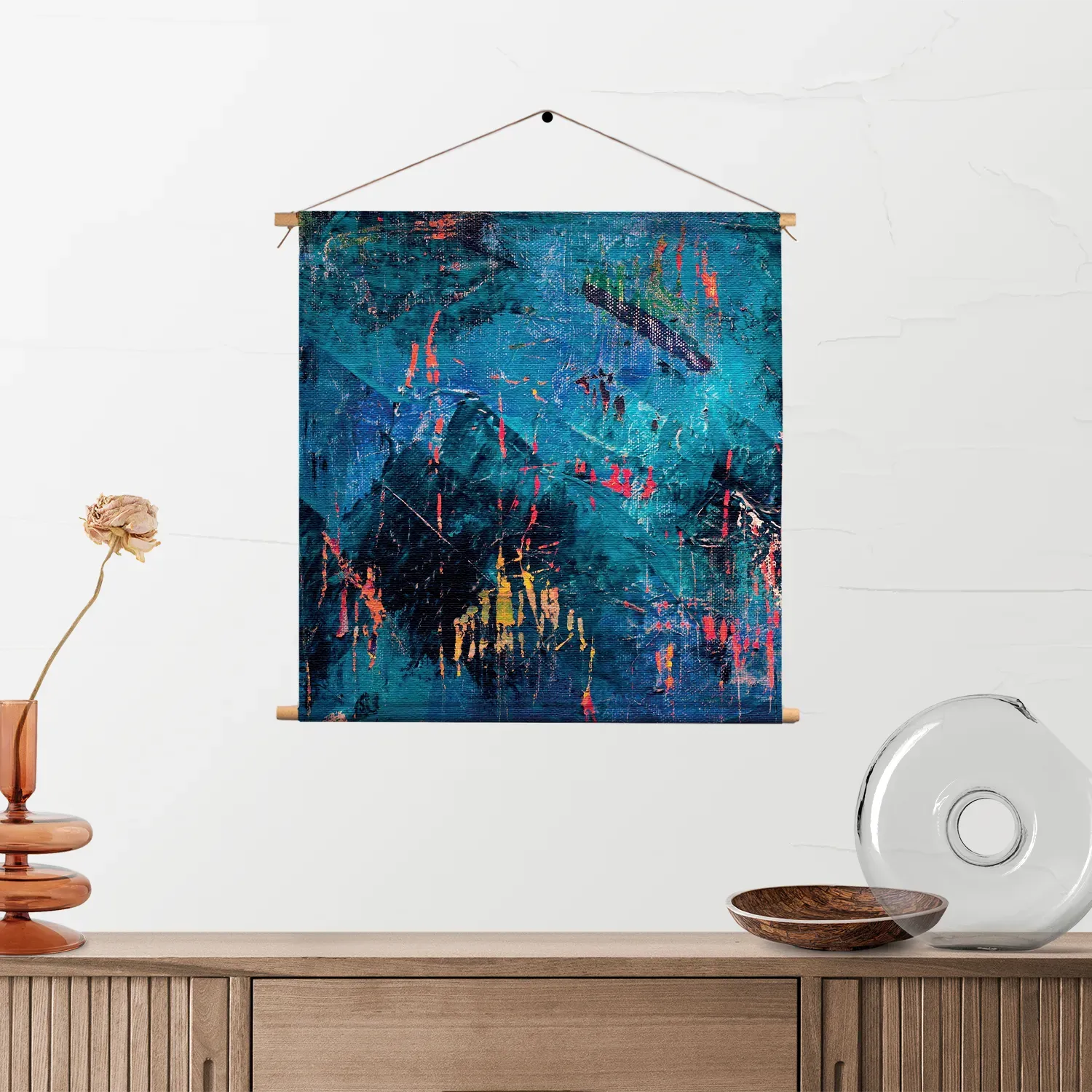 Textielposter Het blauwe schilderwerk Vierkant Template TP Vierkant Abstract 15 2