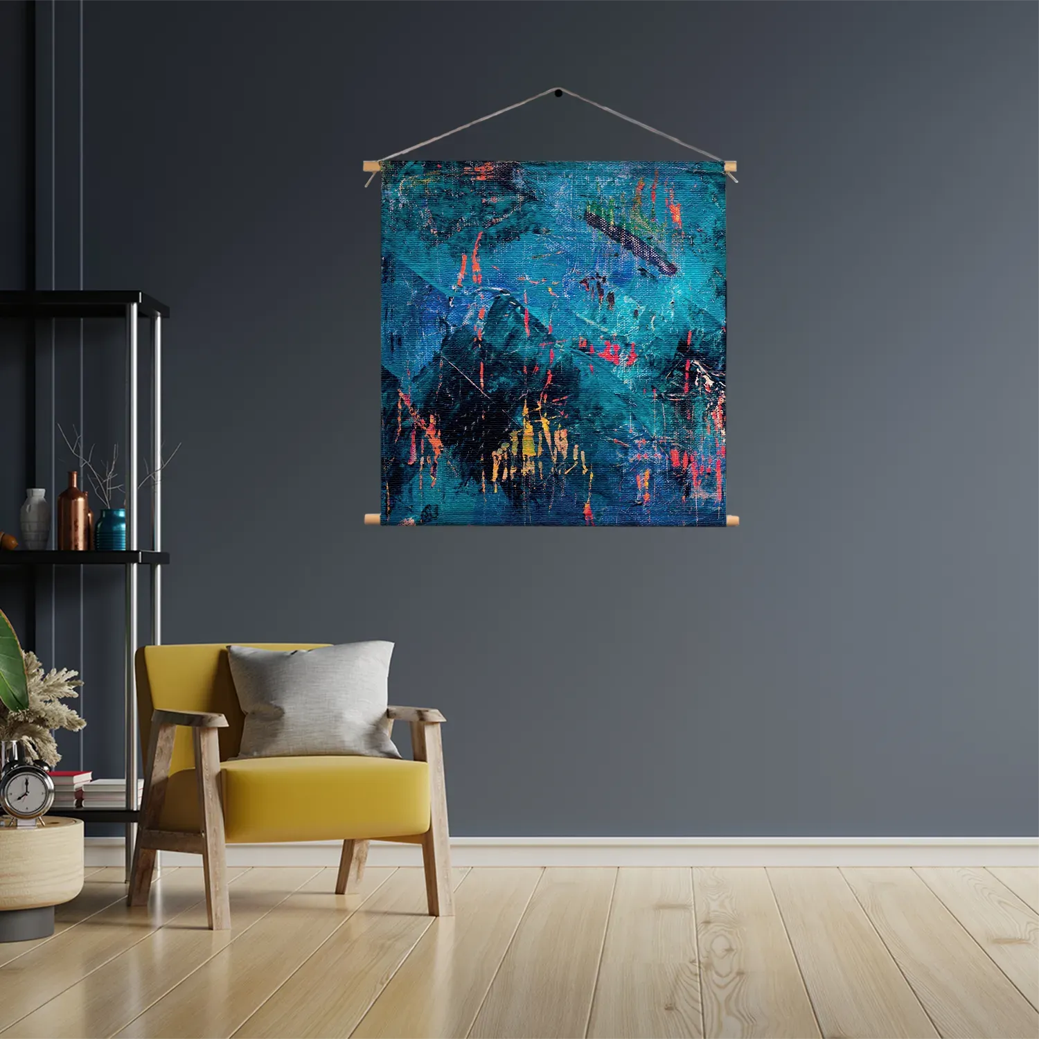 Textielposter Het blauwe schilderwerk Vierkant Template TP Vierkant Abstract 15 3