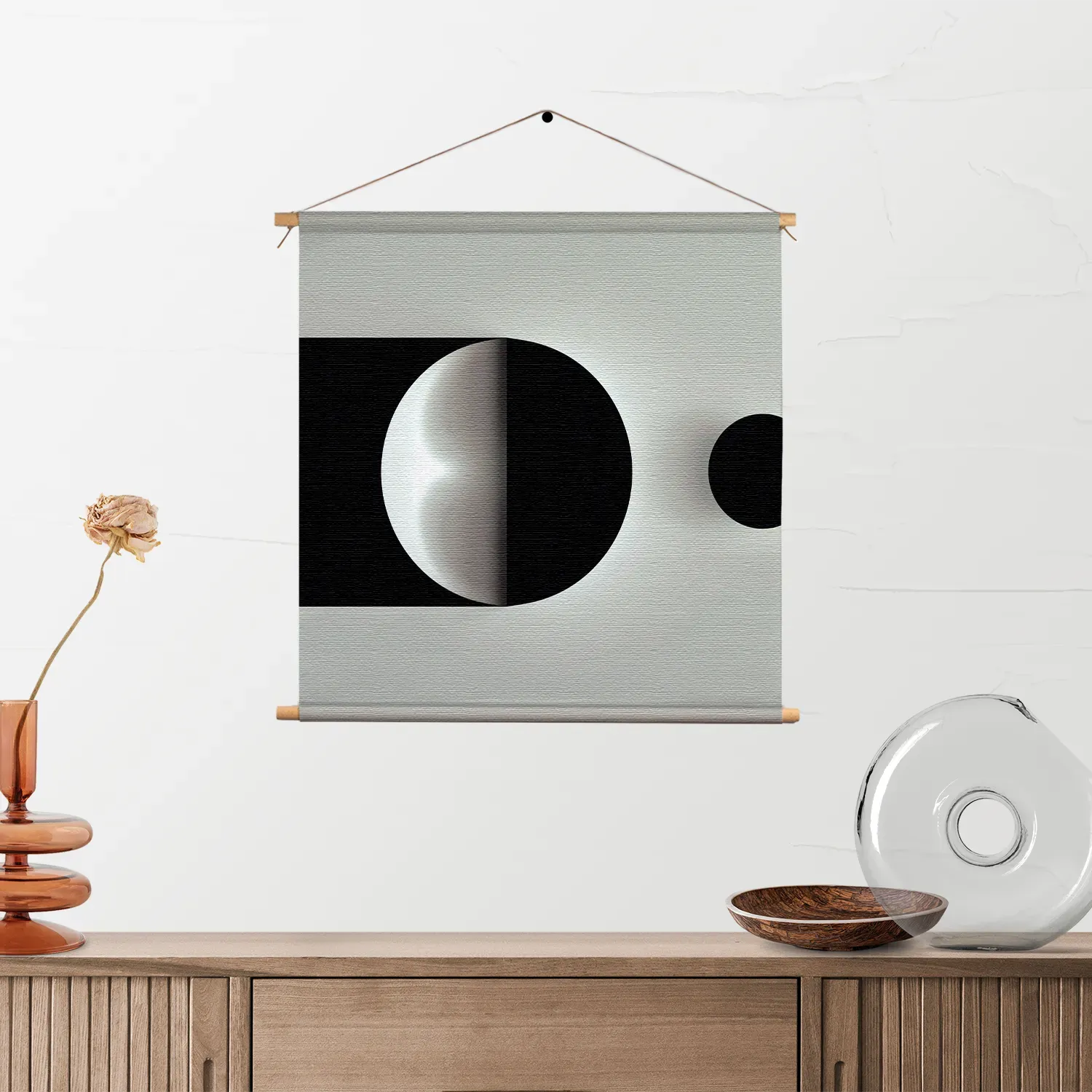 Textielposter Scandinavisch Wit met Zwart Element 01 Vierkant Template TP Vierkant Abstract 21 2