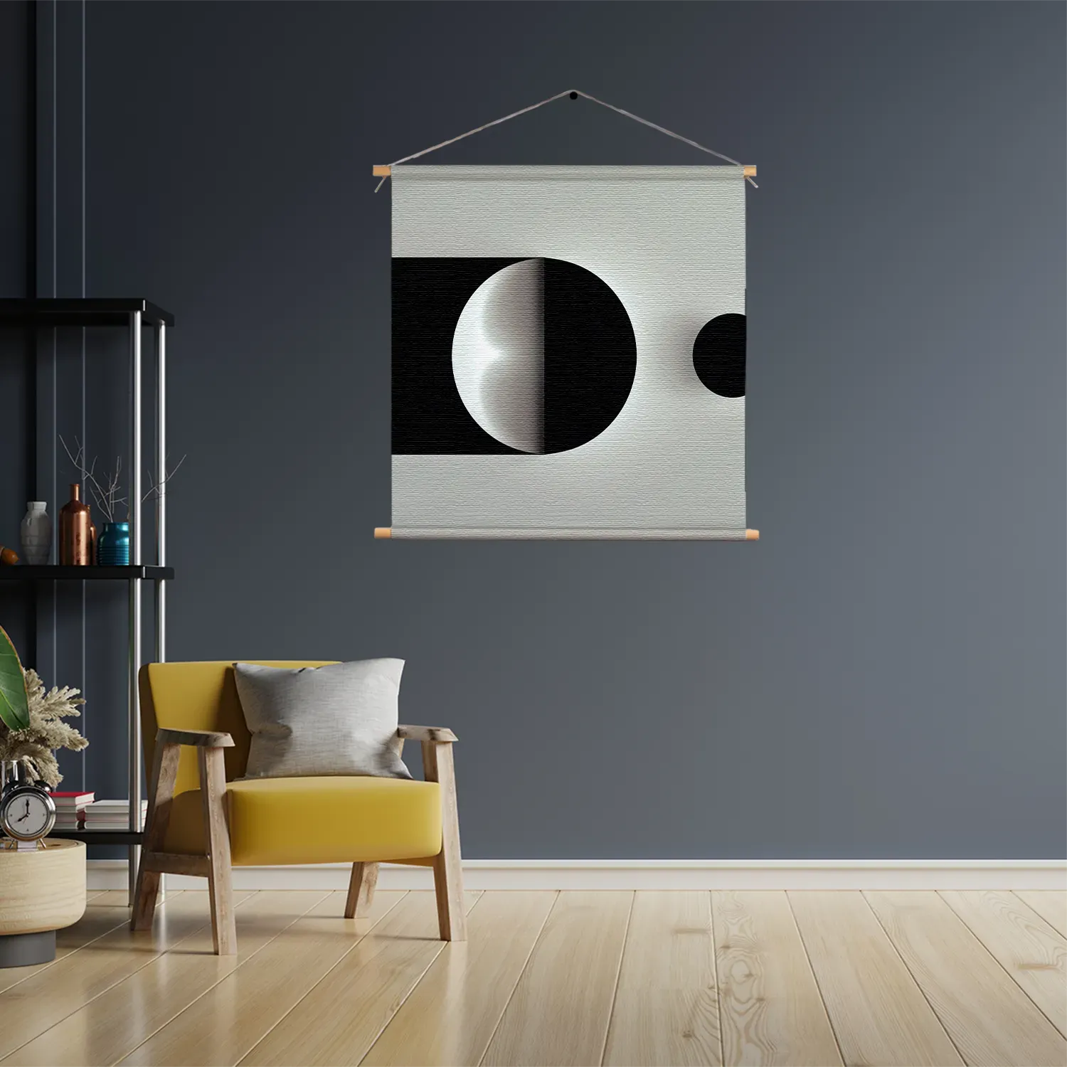 Textielposter Scandinavisch Wit met Zwart Element 01 Vierkant Template TP Vierkant Abstract 21 3