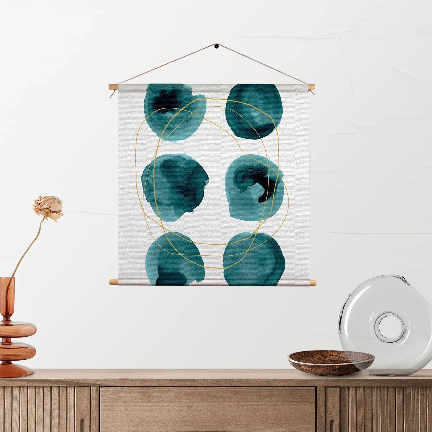 Textielposter Scandinavisch Rond Patroon Groen Vierkant Template TP Vierkant Abstract 29 2