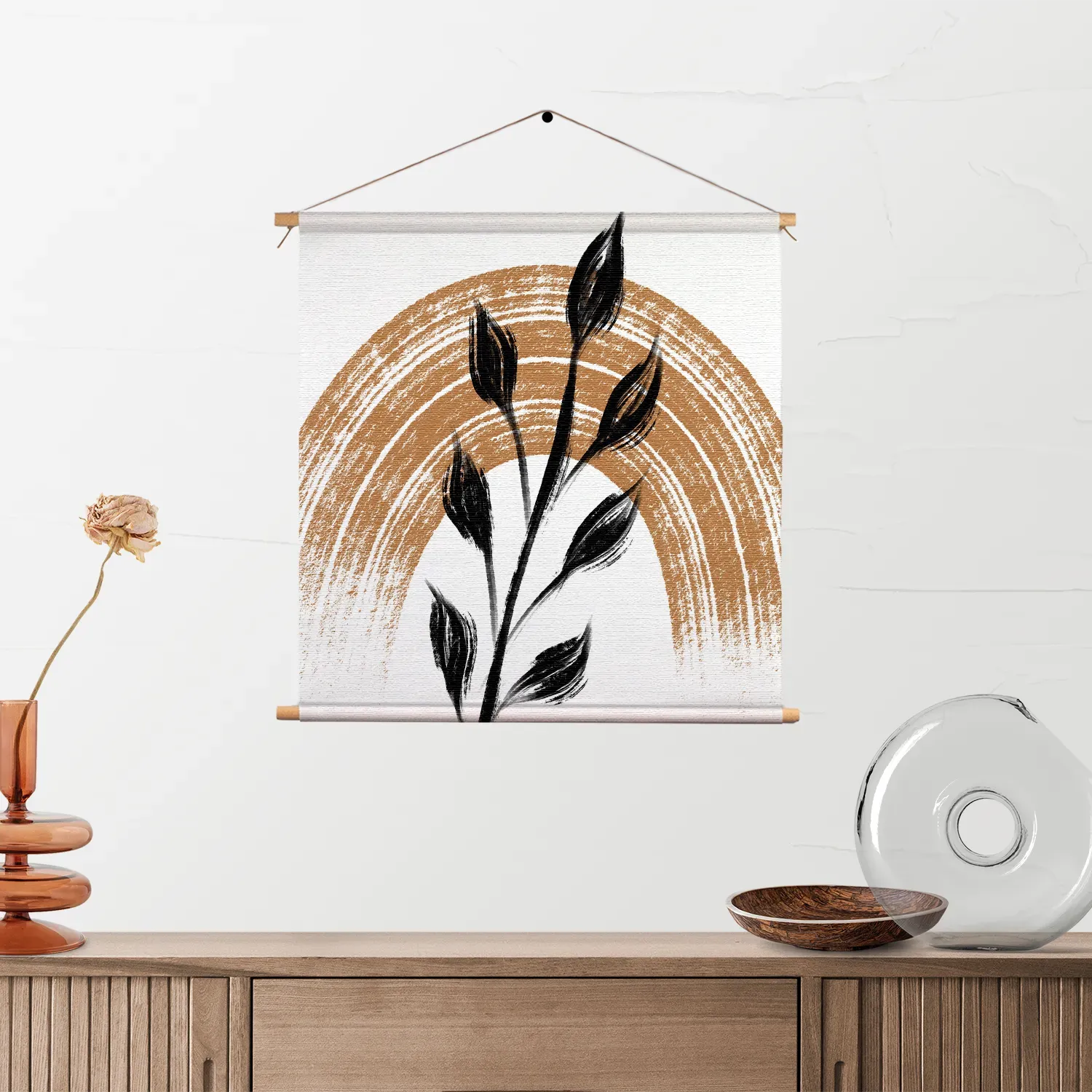 Textielposter Scandinavisch Patroon met Bloem 01 Vierkant Template TP Vierkant Abstract 33 2