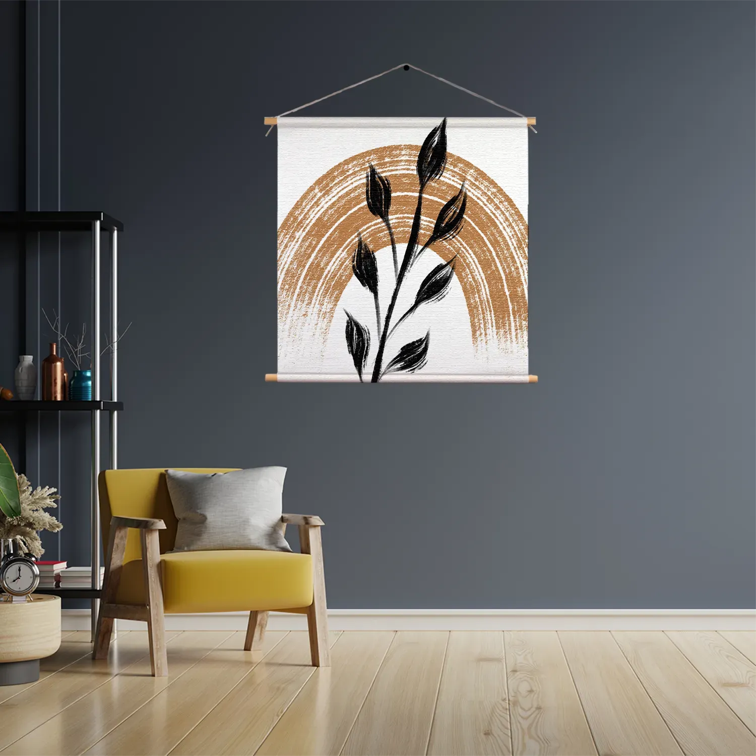 Textielposter Scandinavisch Patroon met Bloem 01 Vierkant Template TP Vierkant Abstract 33 3