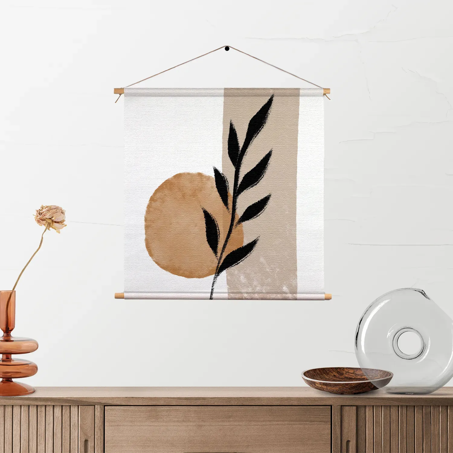 Textielposter Scandinavisch Patroon met Bloem 02 Vierkant Template TP Vierkant Abstract 40 2