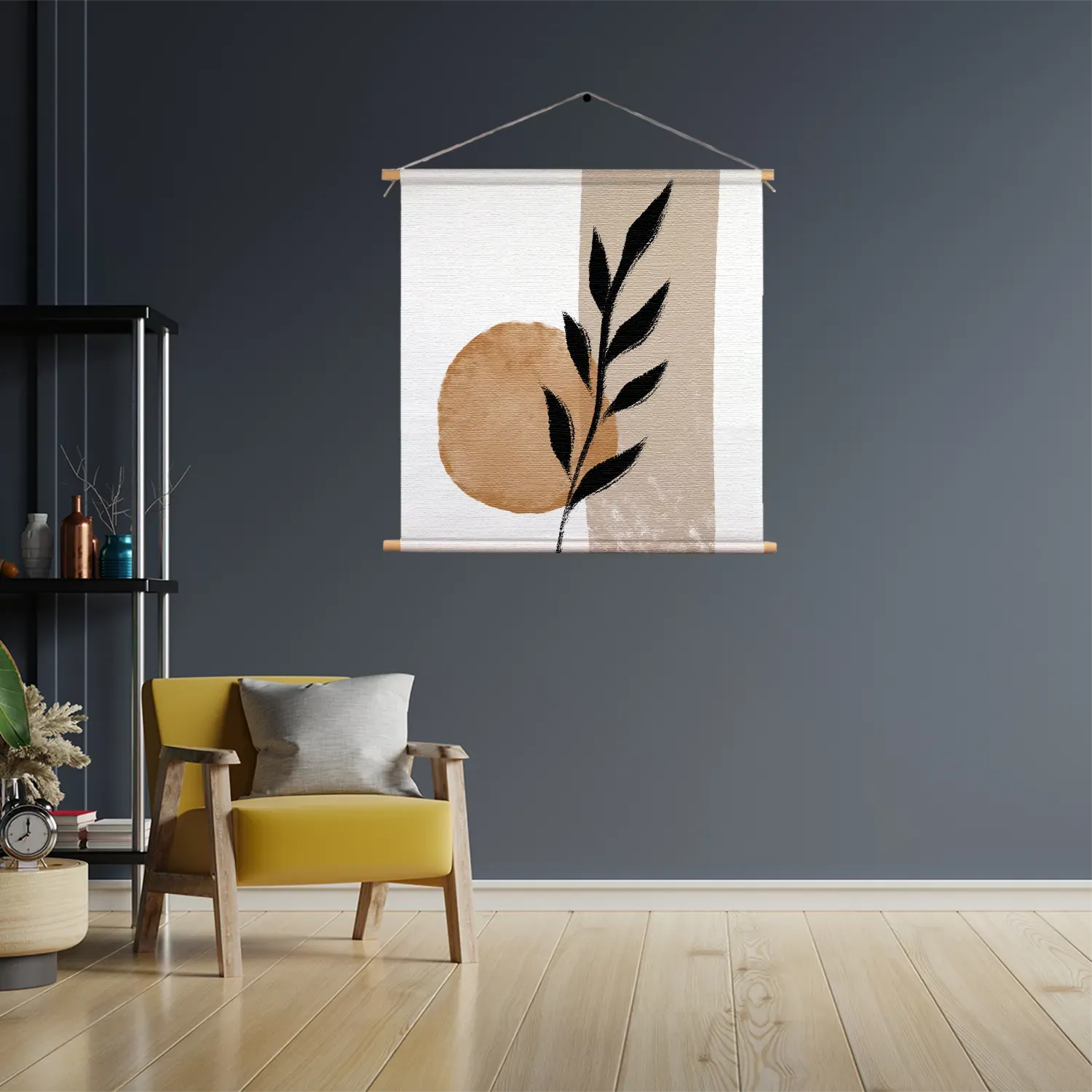 Textielposter Scandinavisch Patroon met Bloem 02 Vierkant Template TP Vierkant Abstract 40 3