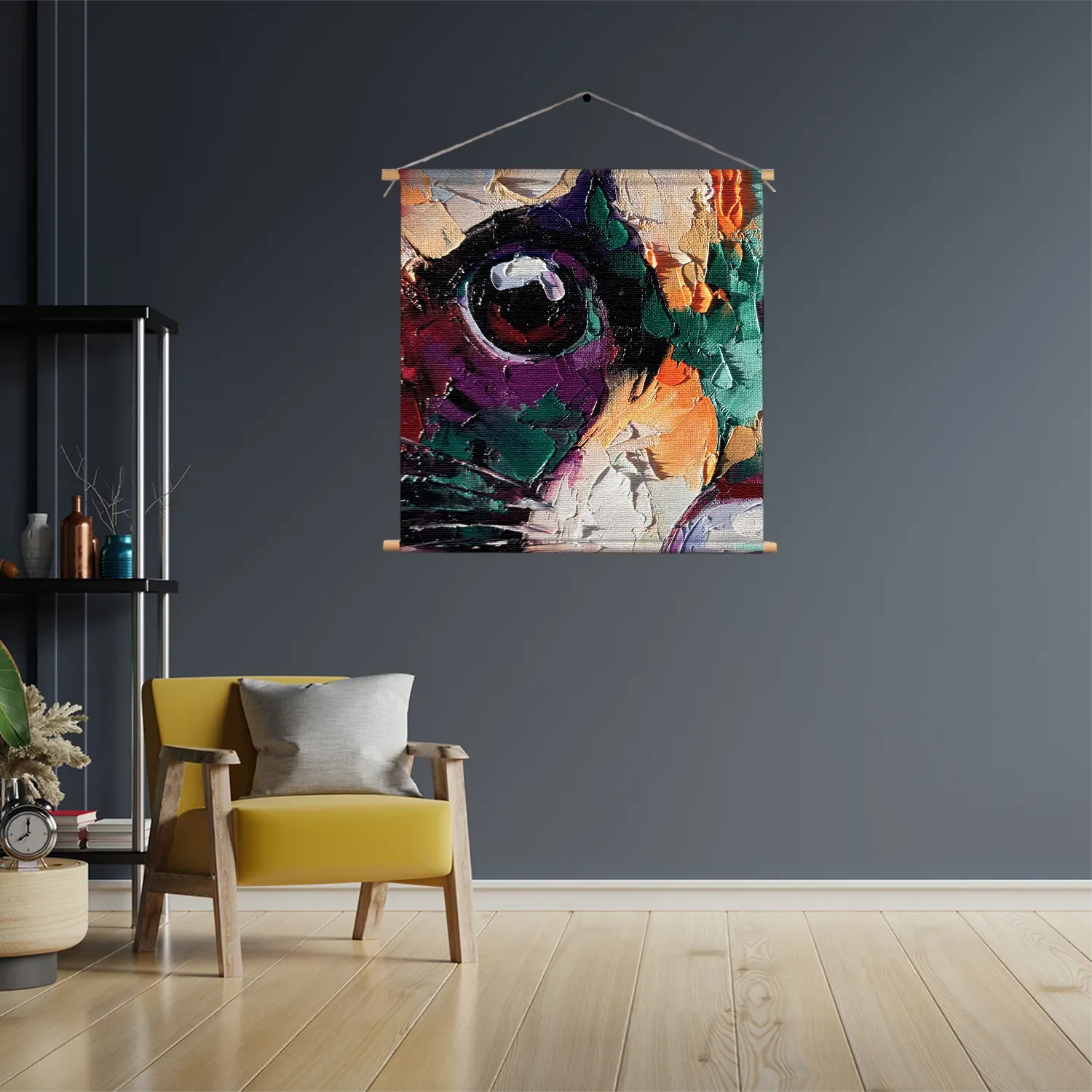 Textielposter Geschilderde Dierenkop in Kleur Vierkant Template TP Vierkant Abstract 42 3