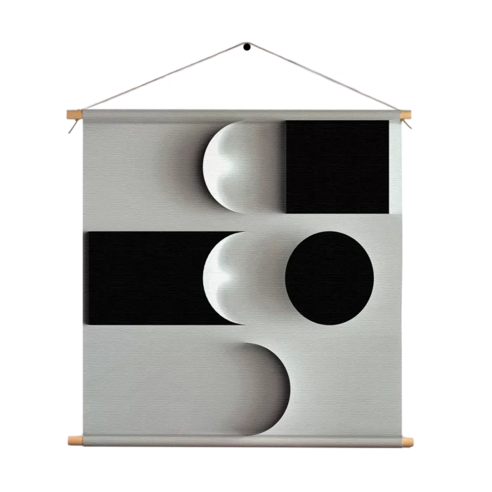 Textielposter Scandinavisch Wit met Zwart Element 02 Vierkant Template TP Vierkant Abstract 62 1