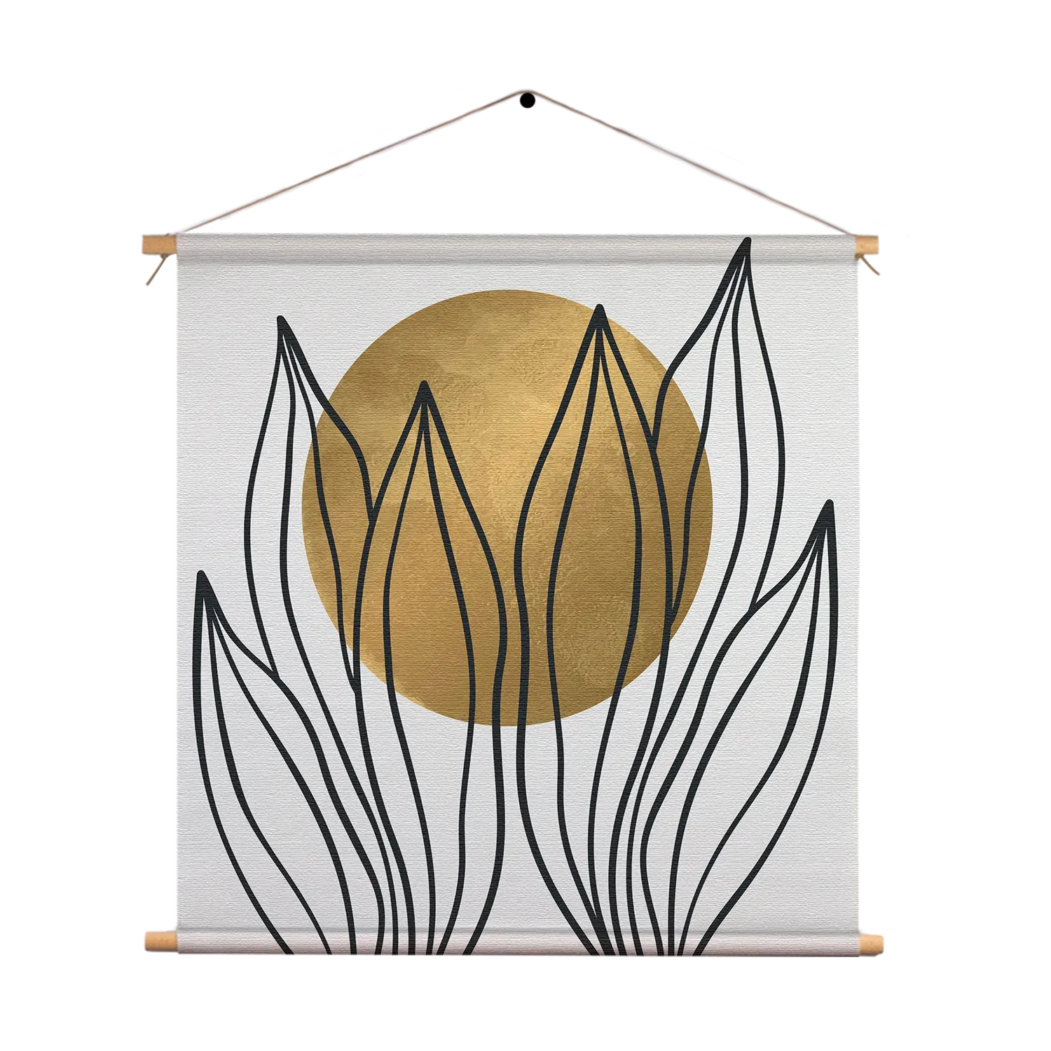 Textielposter Scandinavisch Design Plant met Goud Element 01 Vierkant Template TP Vierkant Abstract 72 1