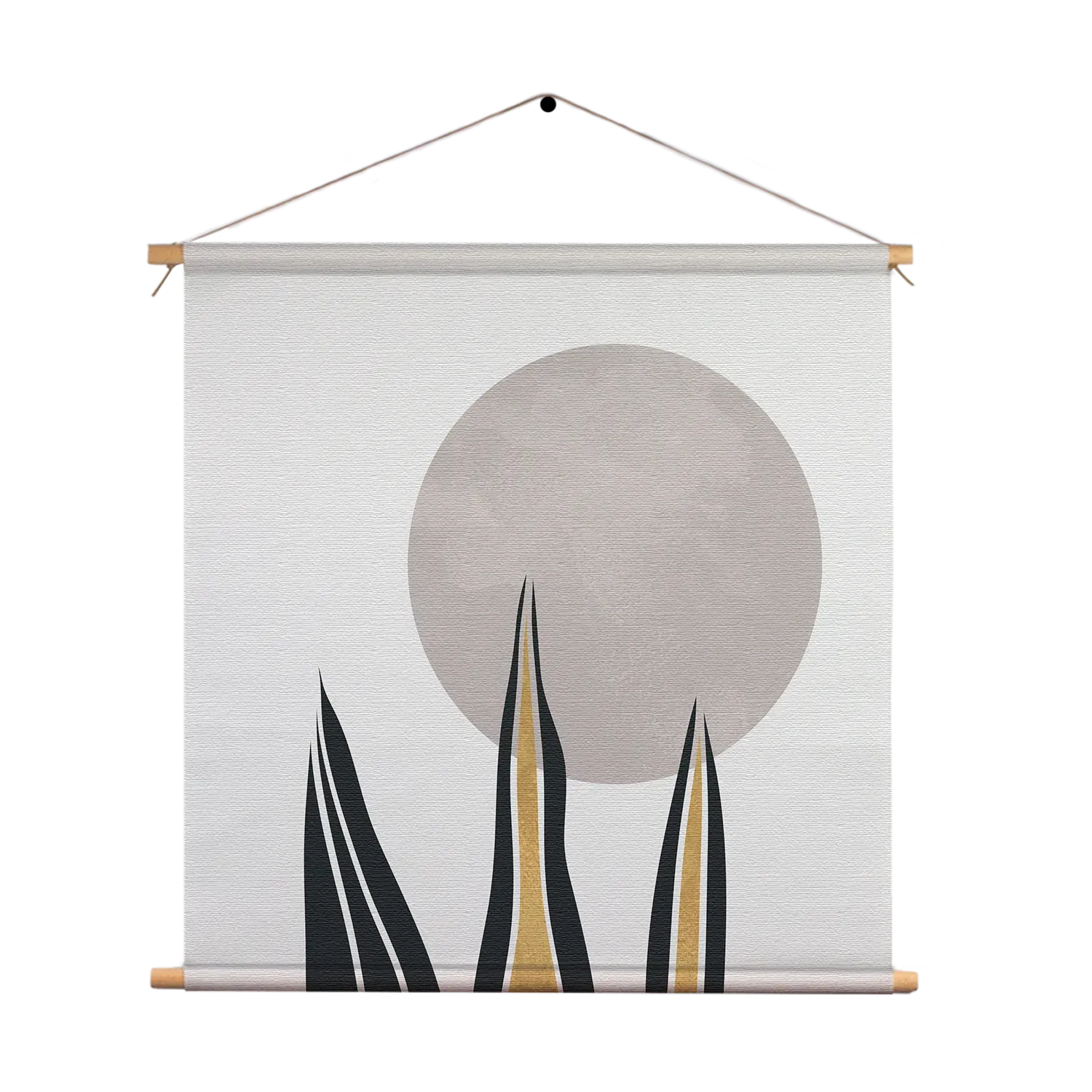 Textielposter Blad met Goud en Zilvere Elementen Vierkant Template TP Vierkant Abstract 78 1