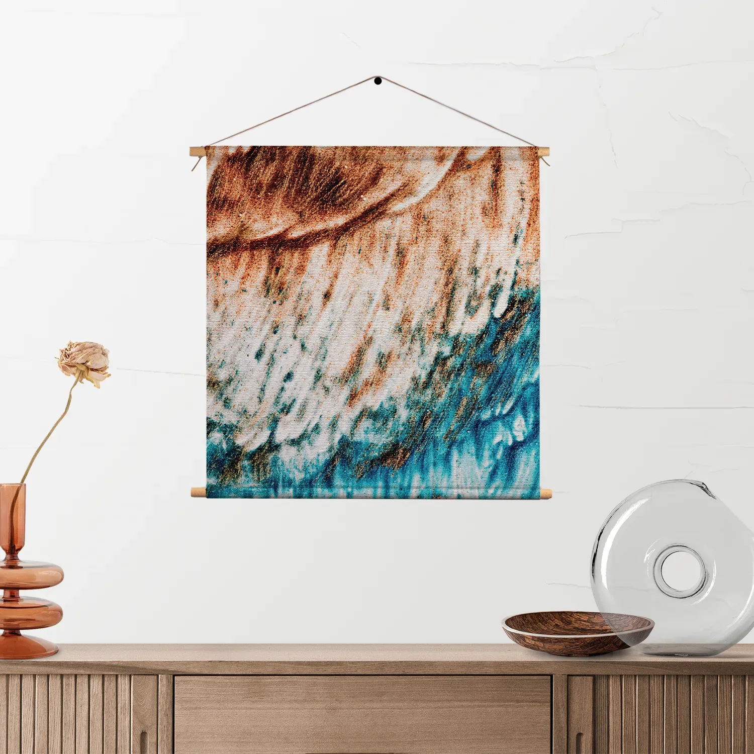 Textielposter Kunst Oranje blauw Vierkant Template TP Vierkant Abstract 93 2