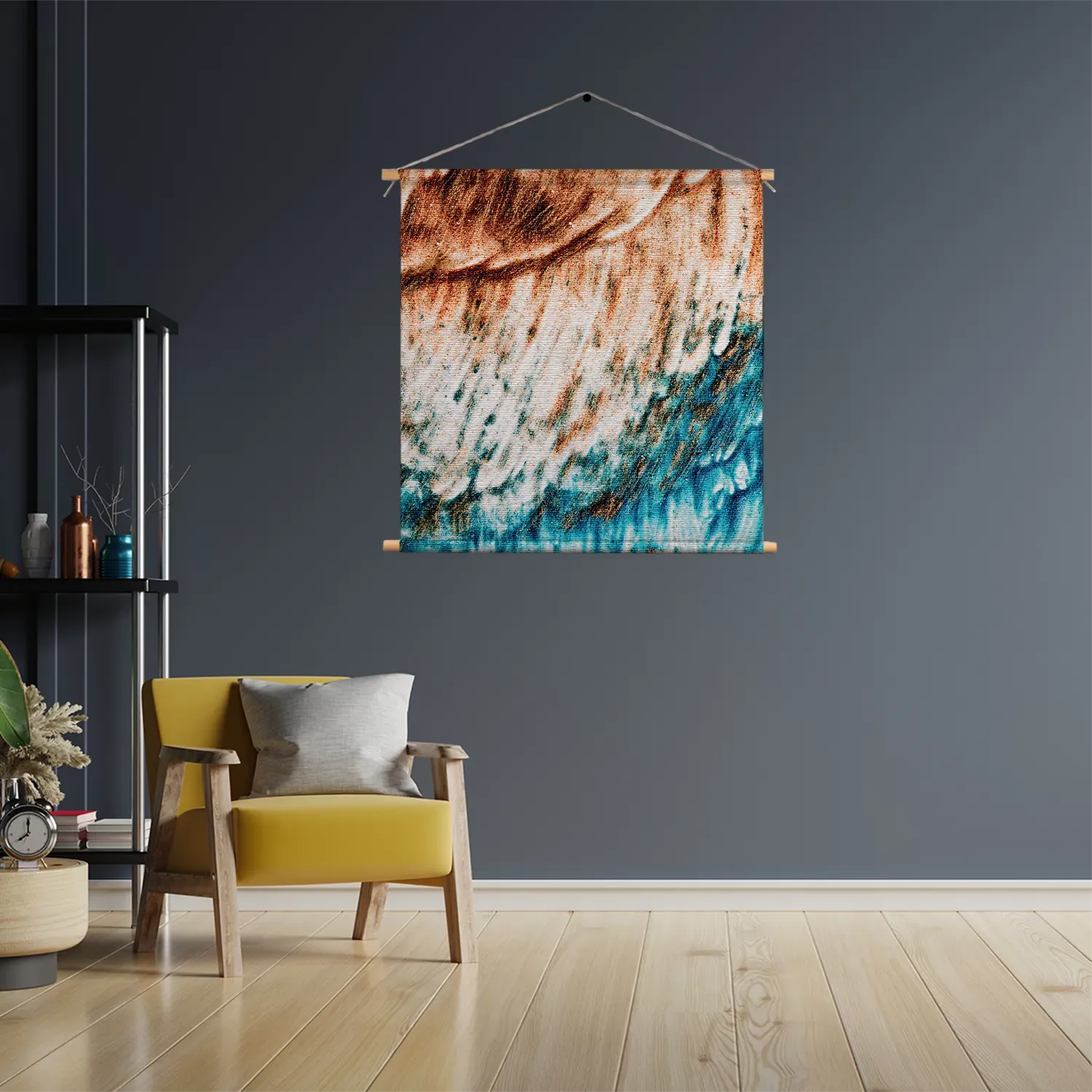 Textielposter Kunst Oranje blauw Vierkant Template TP Vierkant Abstract 93 3