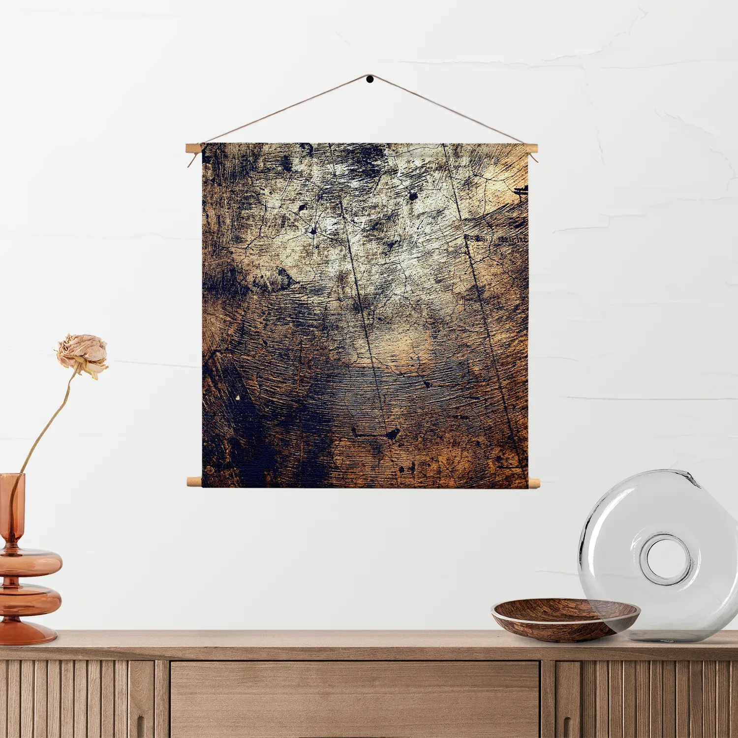 Textielposter Boomstam - Boomschors - Hout Patroon Vierkant Template TP Vierkant Abstract 94 2