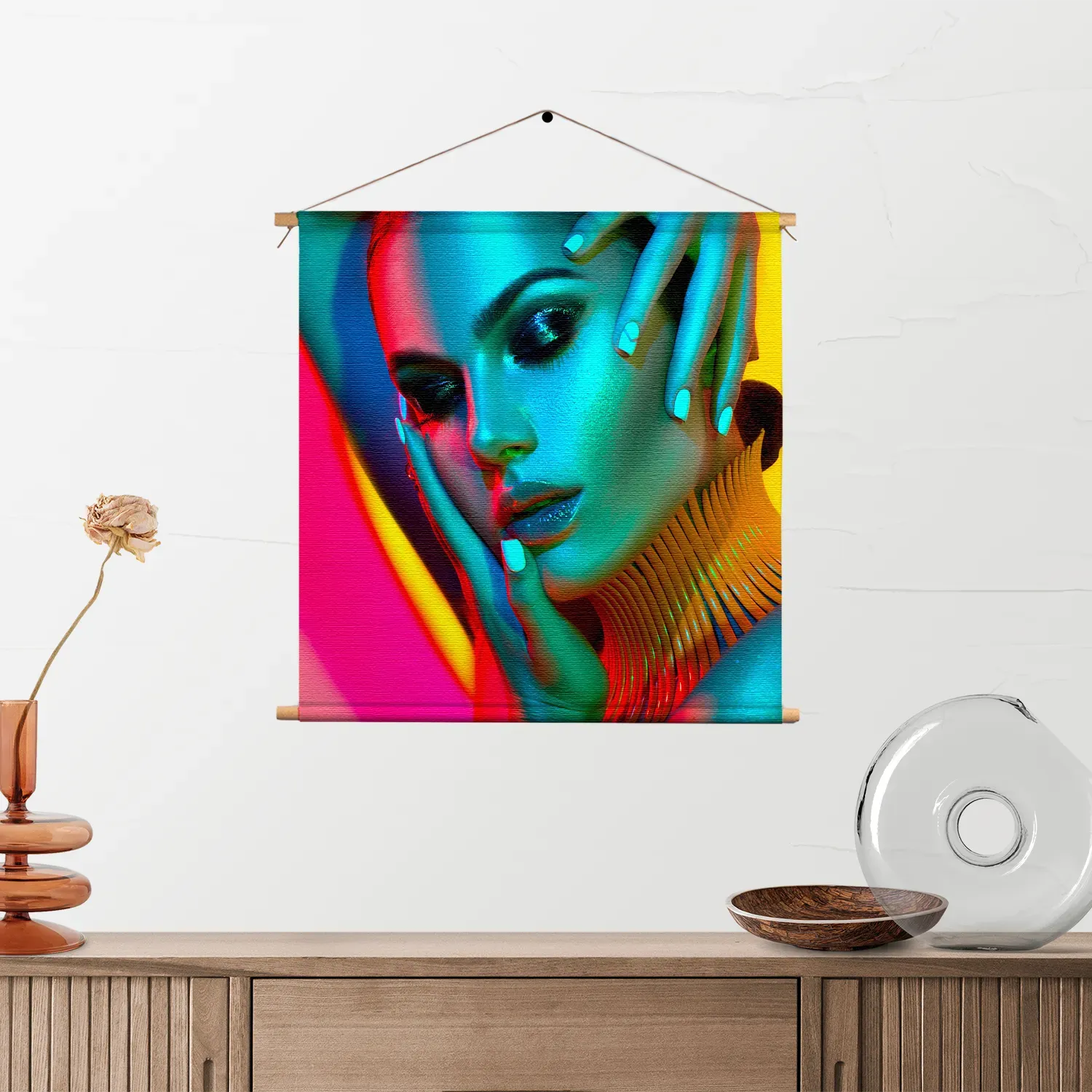 Textielposter Kleurrijke Vrouw Vierkant Template TP Vierkant Beauty 5 2