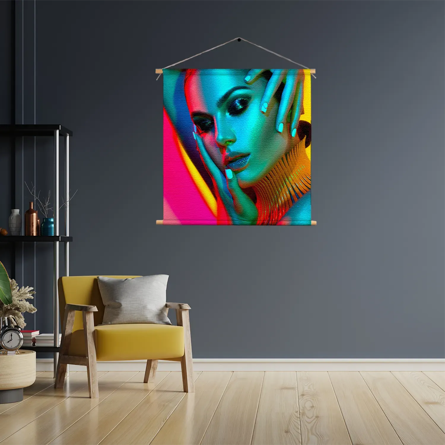 Textielposter Kleurrijke Vrouw Vierkant Template TP Vierkant Beauty 5 3