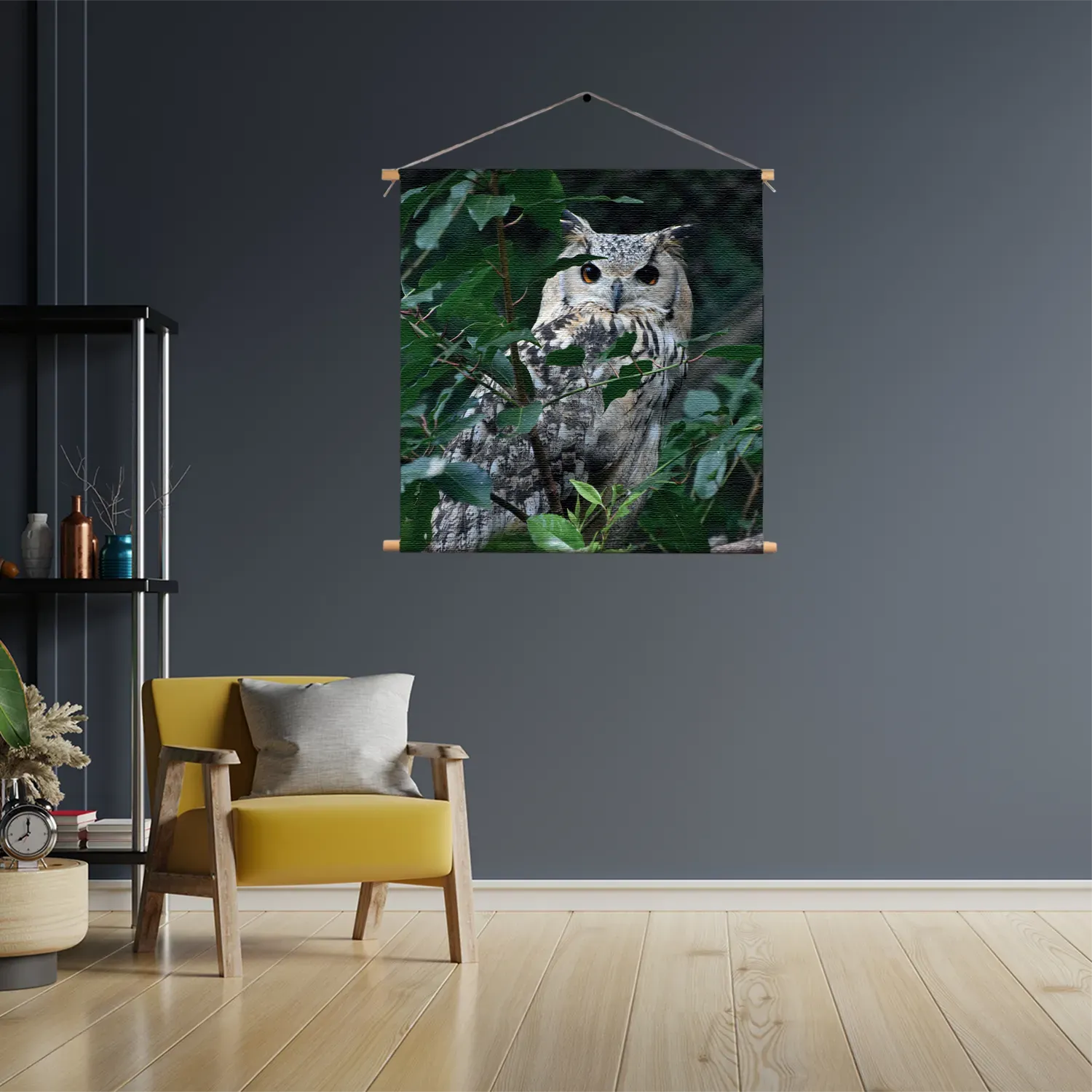 Textielposter Uil Op Tak Vierkant Template TP Vierkant Dieren 12 3