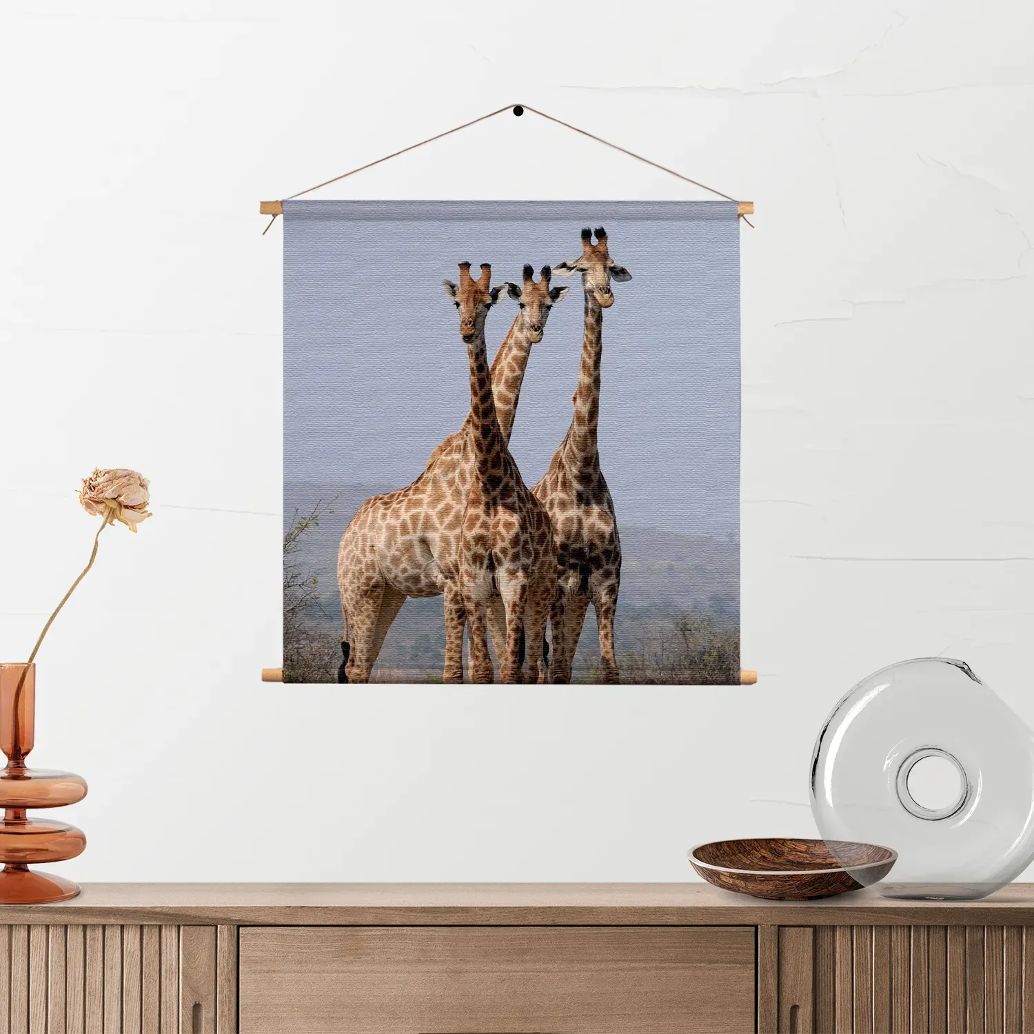 Textielposter Drie Giraffen Vierkant Template TP Vierkant Dieren 14 2