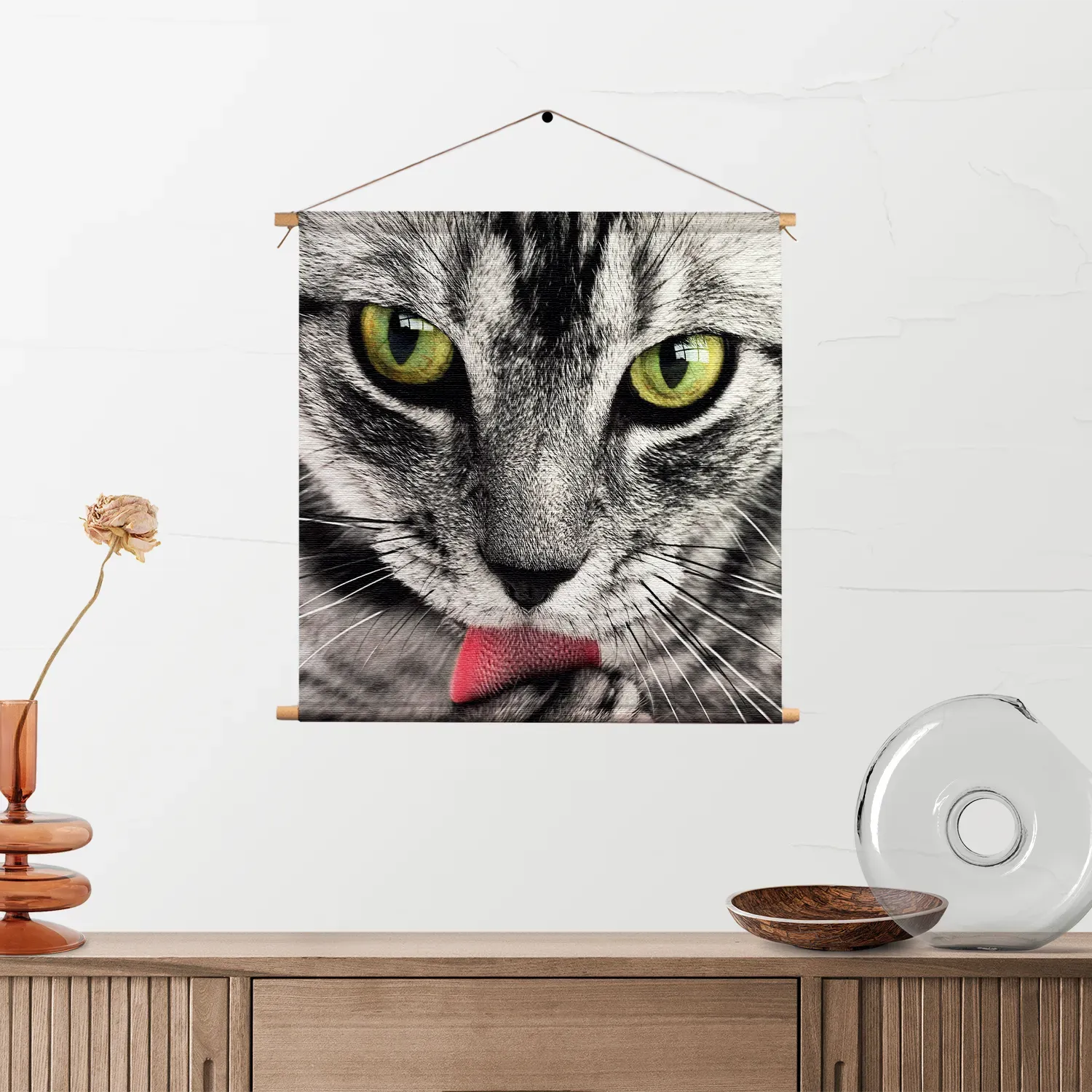 Textielposter Katte Hoofd Close up Vierkant Template TP Vierkant Dieren 16 2