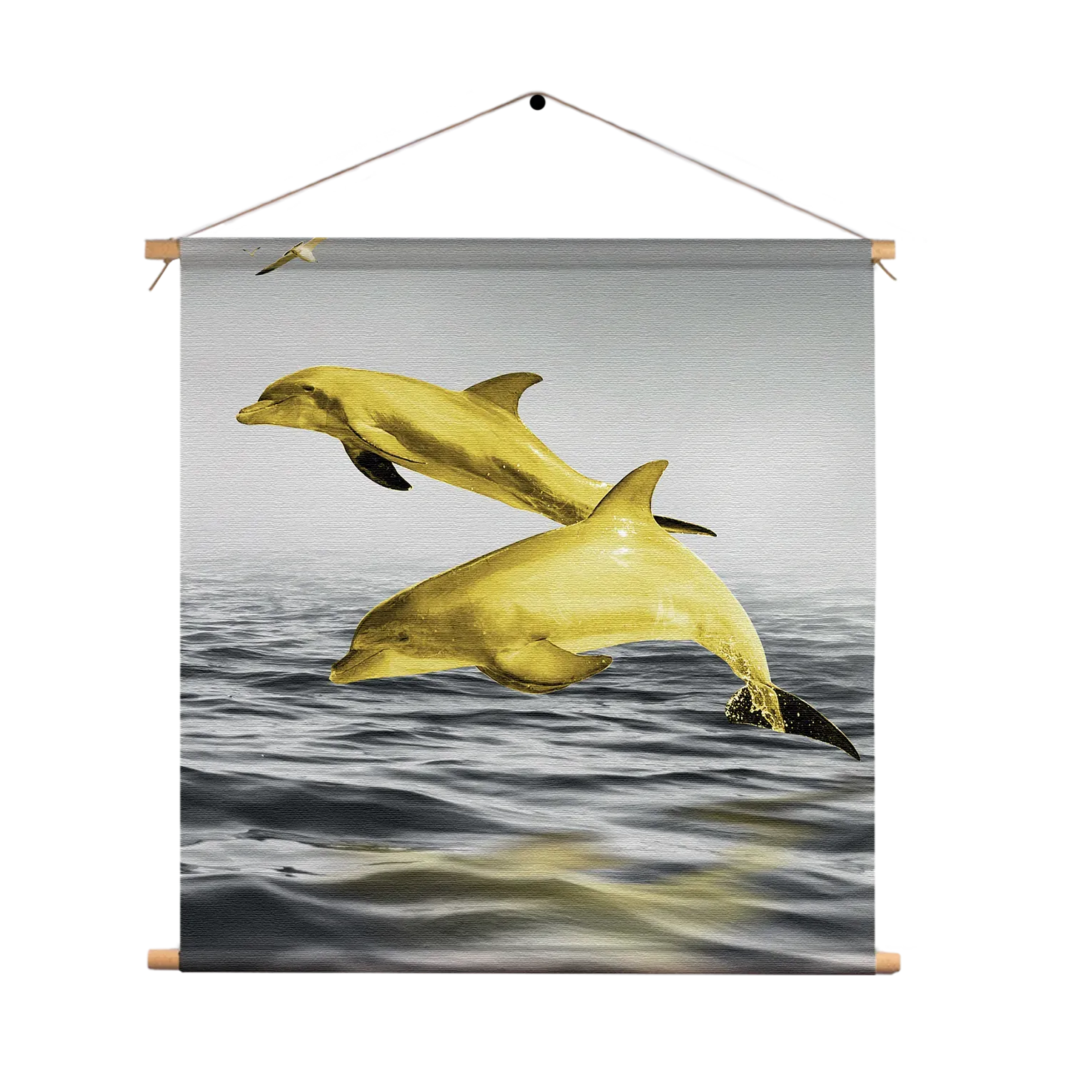 Textielposter Springende Dolfijnen Goud 01 Vierkant Template TP Vierkant Dieren 2 1