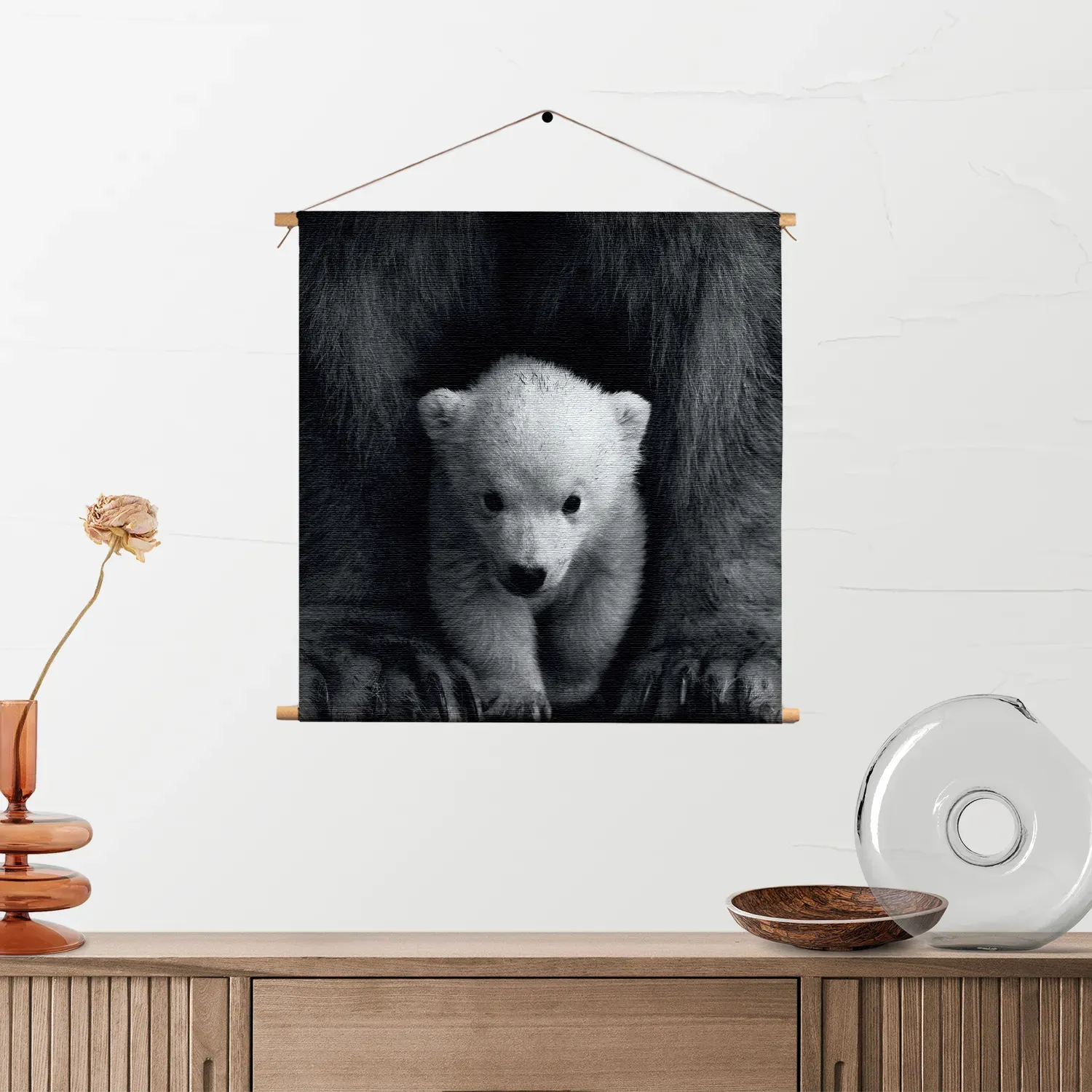 Textielposter Het Beschermde Welpje Vierkant Template TP Vierkant Dieren 22 2