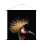 Textielposter Kroonkraanvolgel Close Up Colored Vierkant Template TP Vierkant Dieren 31 1