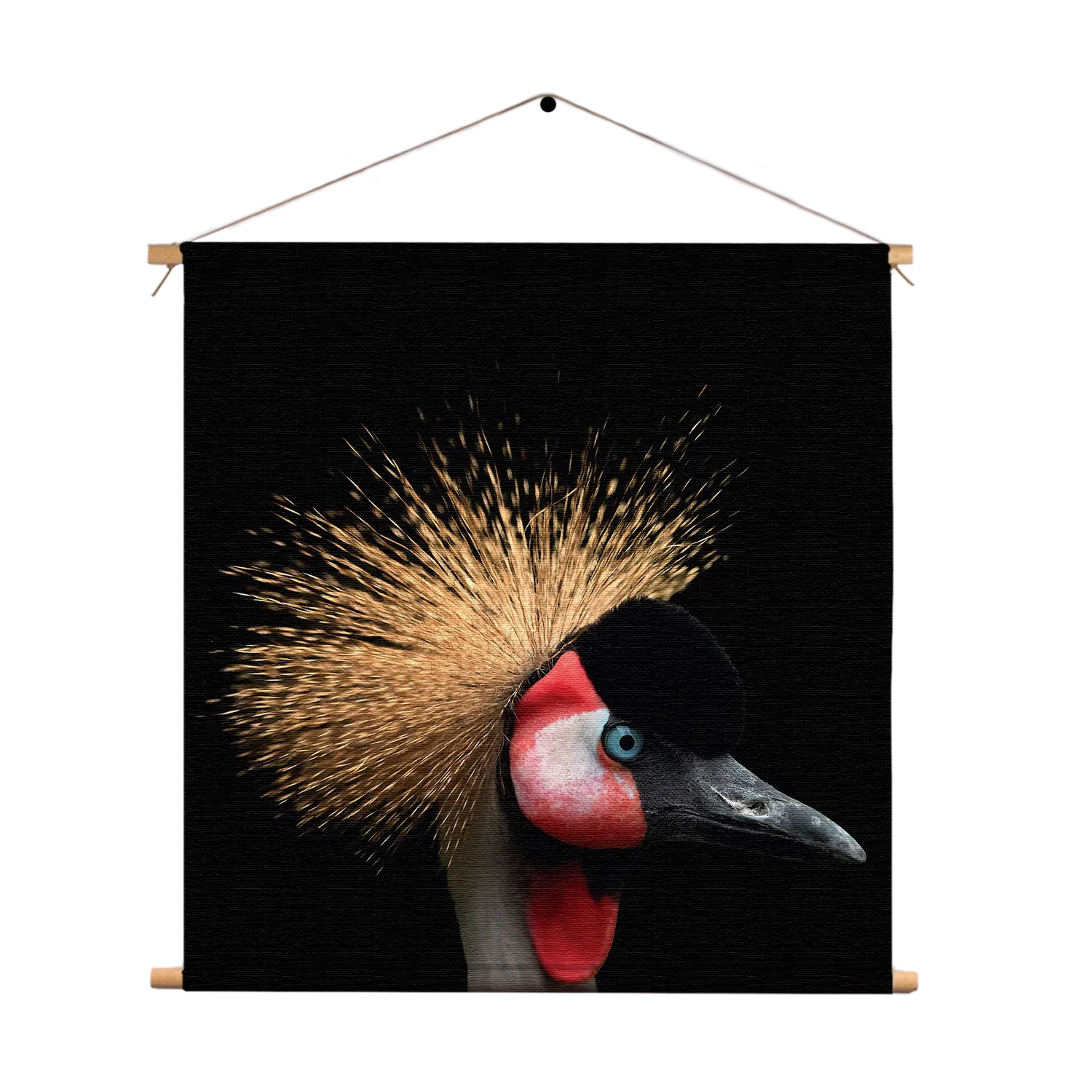 Textielposter Kroonkraanvolgel Close Up Colored Vierkant Template TP Vierkant Dieren 31 1