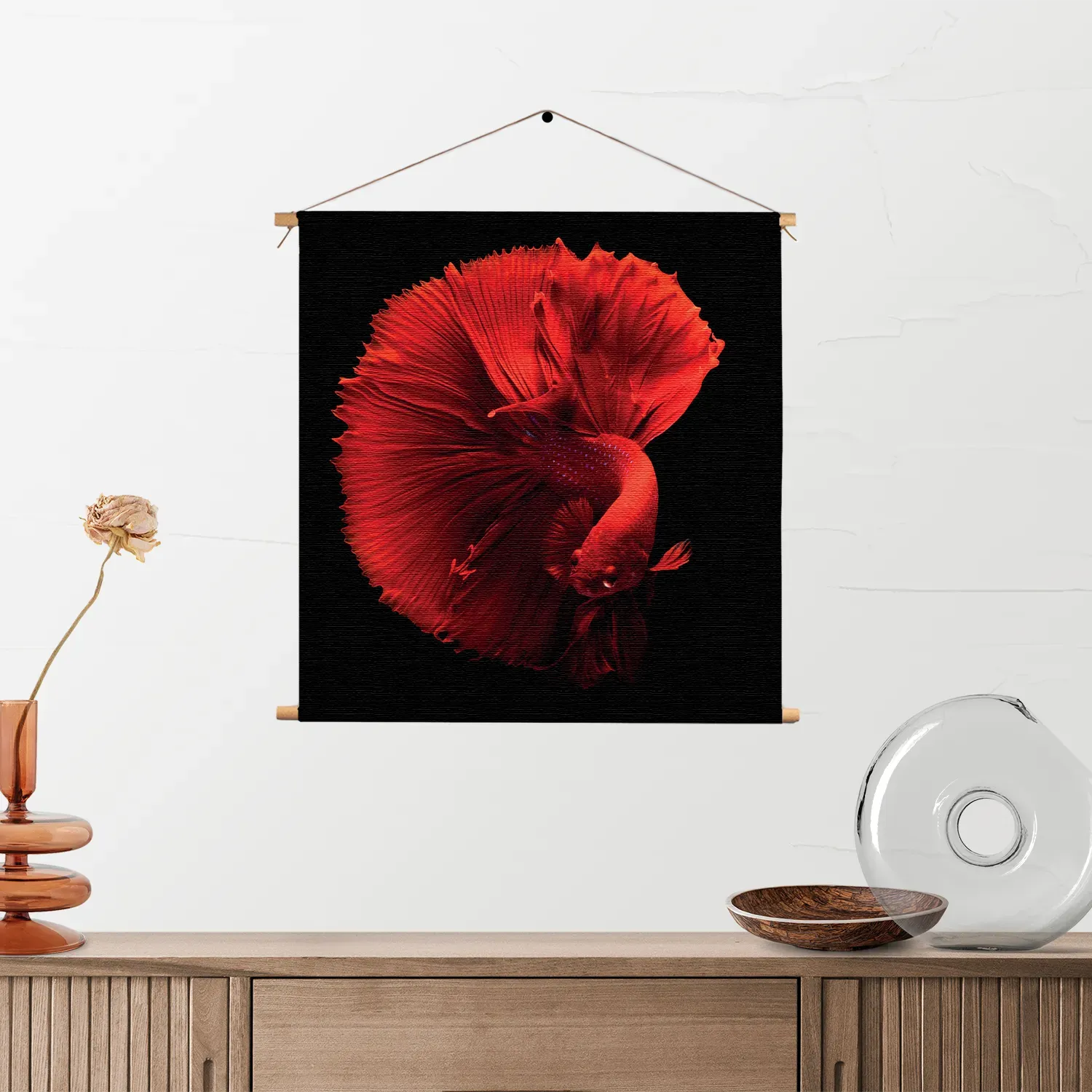 Textielposter Red Dragon Siamese Fighting Fish Vierkant Template TP Vierkant Dieren 32 2