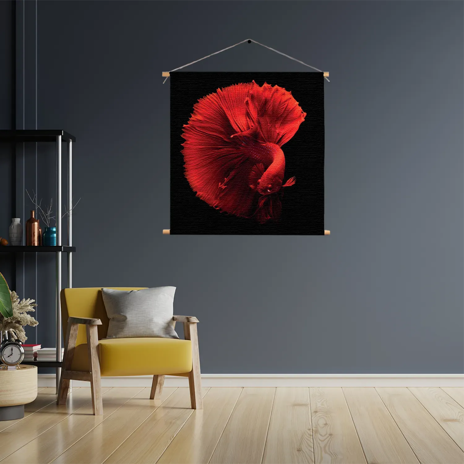 Textielposter Red Dragon Siamese Fighting Fish Vierkant Template TP Vierkant Dieren 32 3