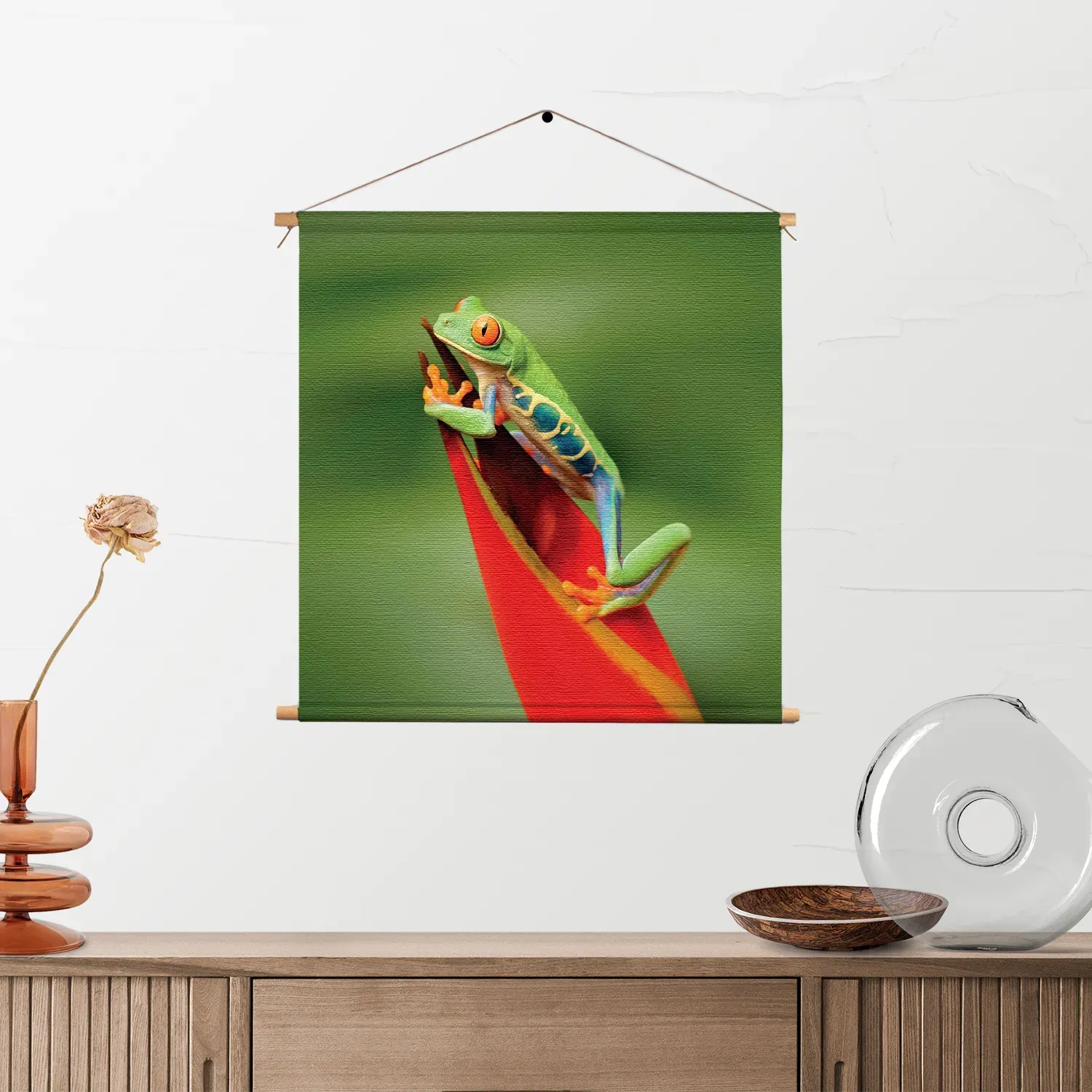 Textielposter Roodoog Boomkikker Vierkant Template TP Vierkant Dieren 35 2