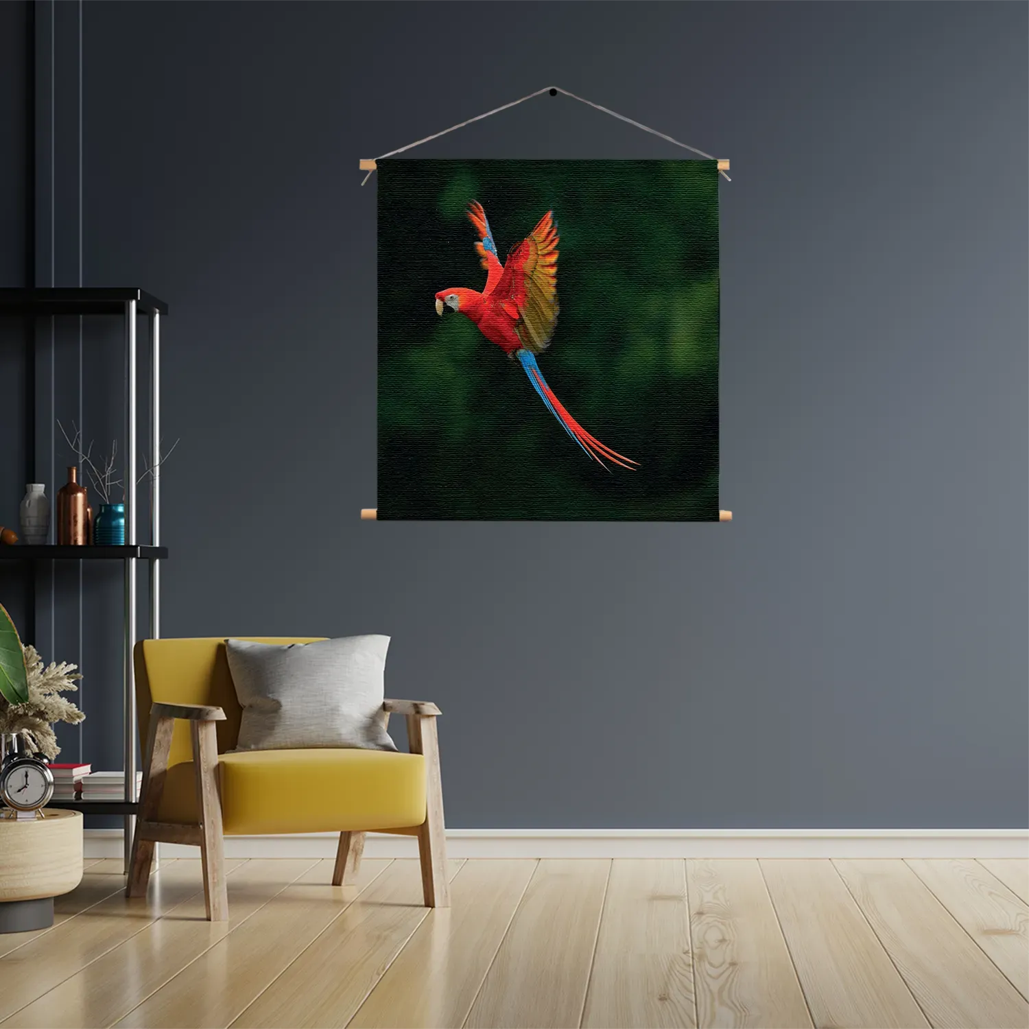 Textielposter Vliegende Ara Vogel Vierkant Template TP Vierkant Dieren 40 3