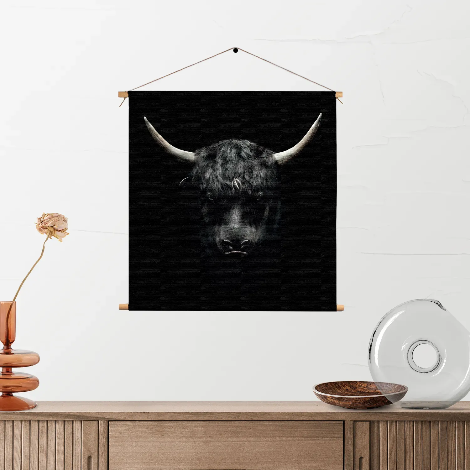 Textielposter Stier Ready To Fight 02 Vierkant Template TP Vierkant Dieren 41 2