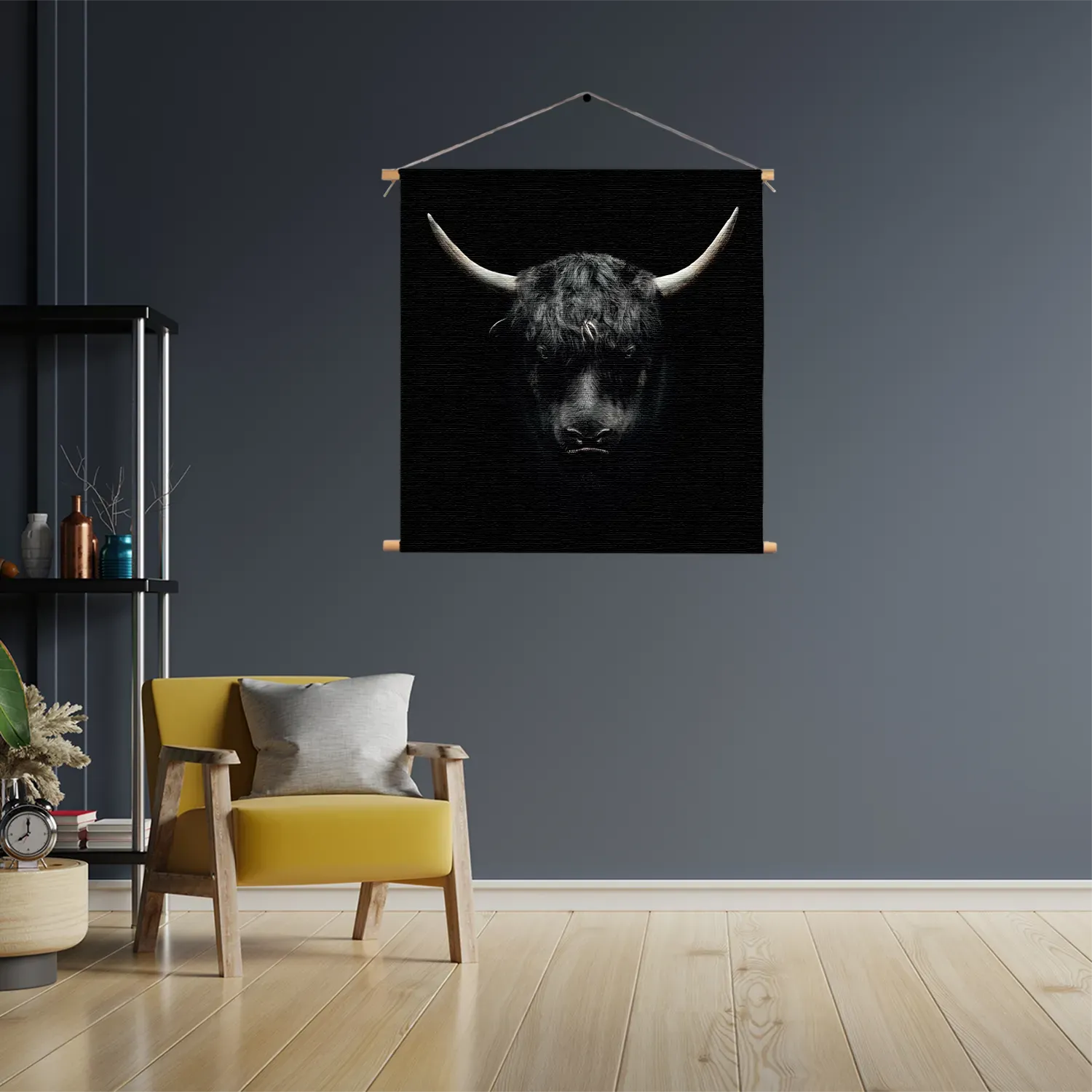 Textielposter Stier Ready To Fight 02 Vierkant Template TP Vierkant Dieren 41 3
