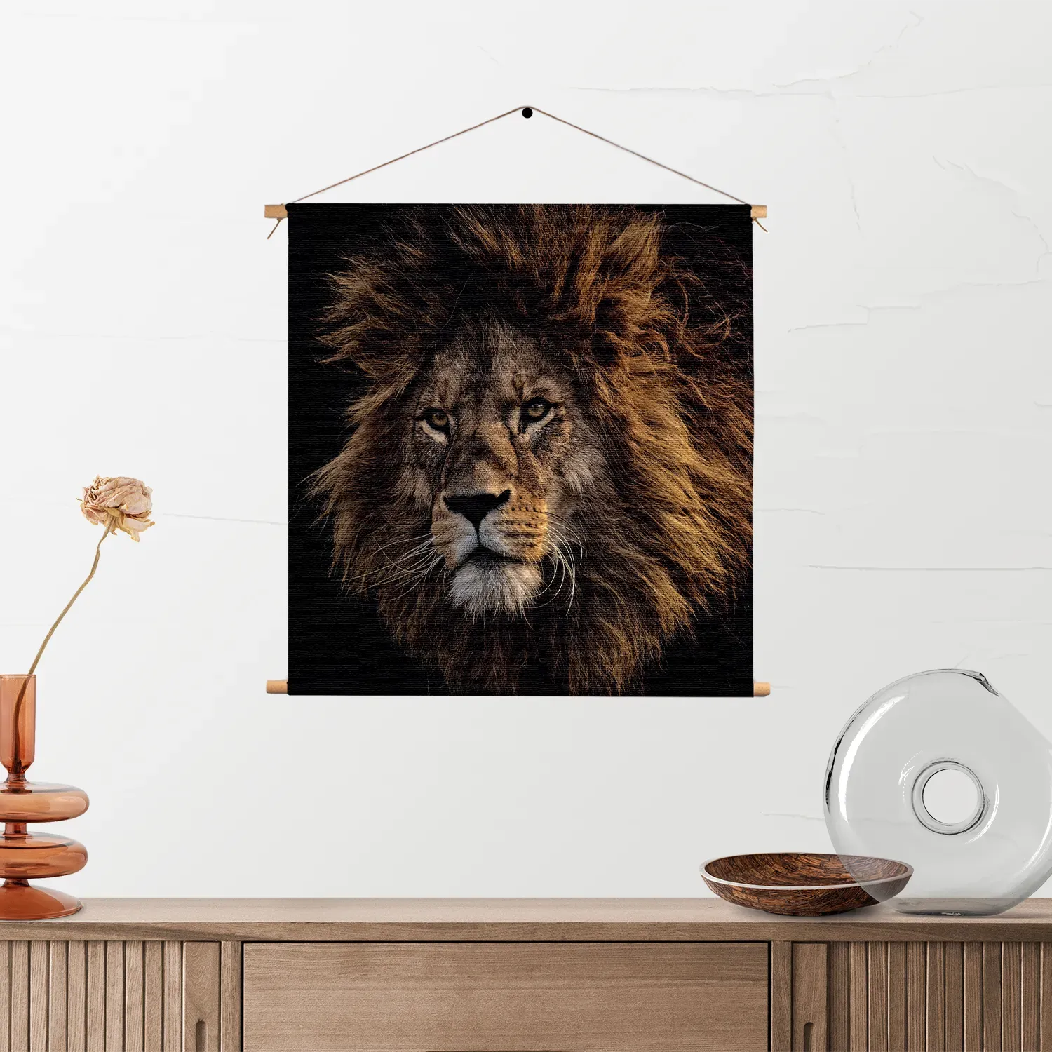 Textielposter The Lion Vierkant Template TP Vierkant Dieren 5 2