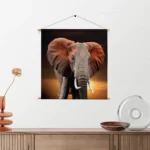 Textielposter Olifant met Zonsondergang Vierkant Template TP Vierkant Dieren 53 2