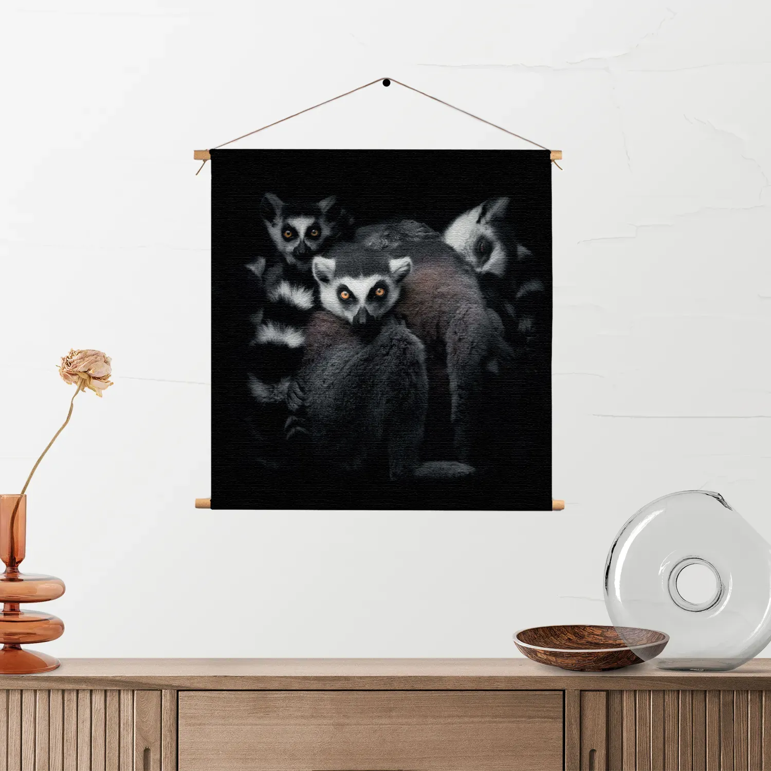 Template_TP_Vierkant_Dieren_59-2 Textielposter Ringstaartmaki's Met Zwarte Achtergrond Vierkant Template TP Vierkant Dieren 59 2