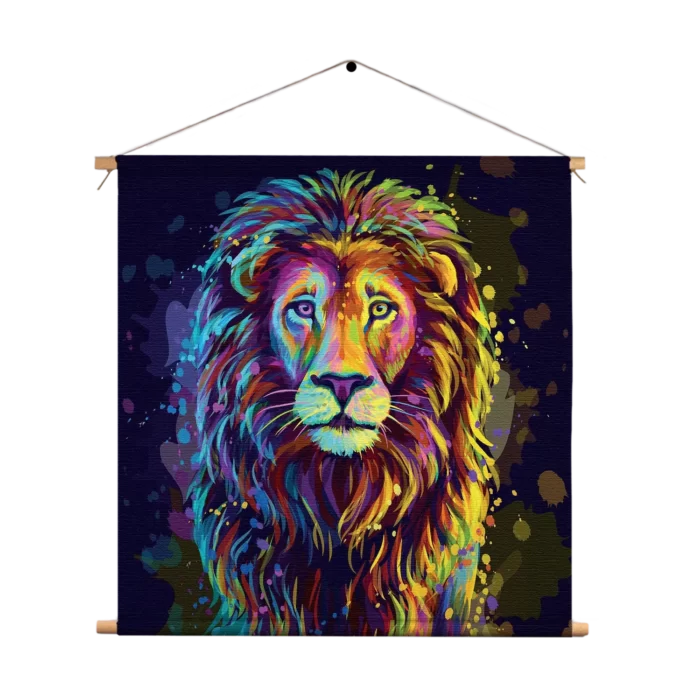 Textielposter Colored Lion Vierkant Template TP Vierkant Dieren 64 1
