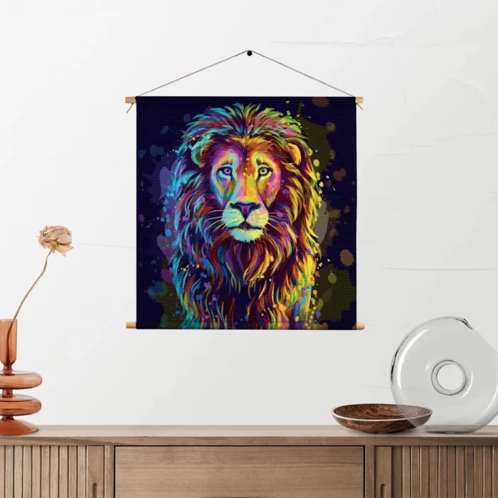 Textielposter Colored Lion Vierkant Template TP Vierkant Dieren 64 2