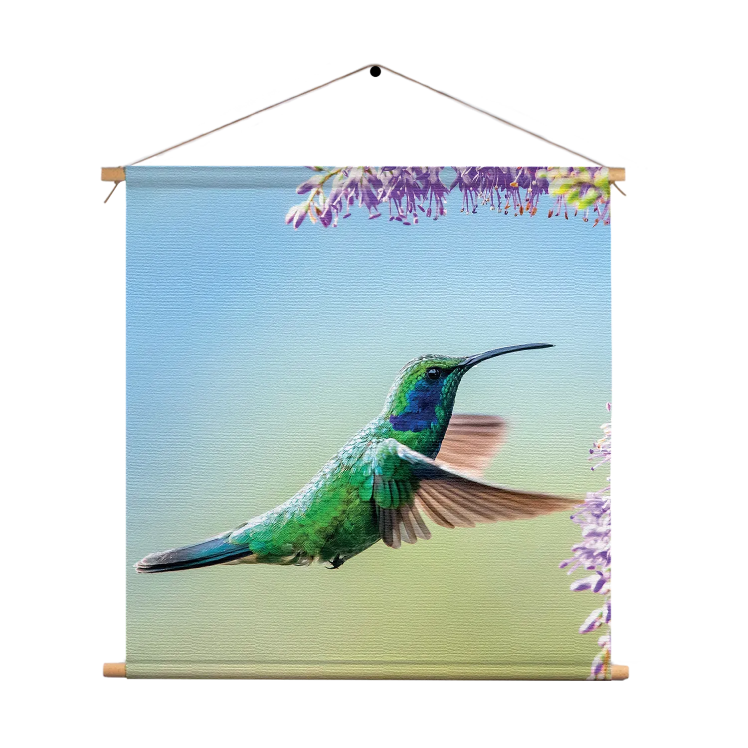 Textielposter Colibri Onderweg Naar Lavendel Vierkant Template TP Vierkant Dieren 66 1
