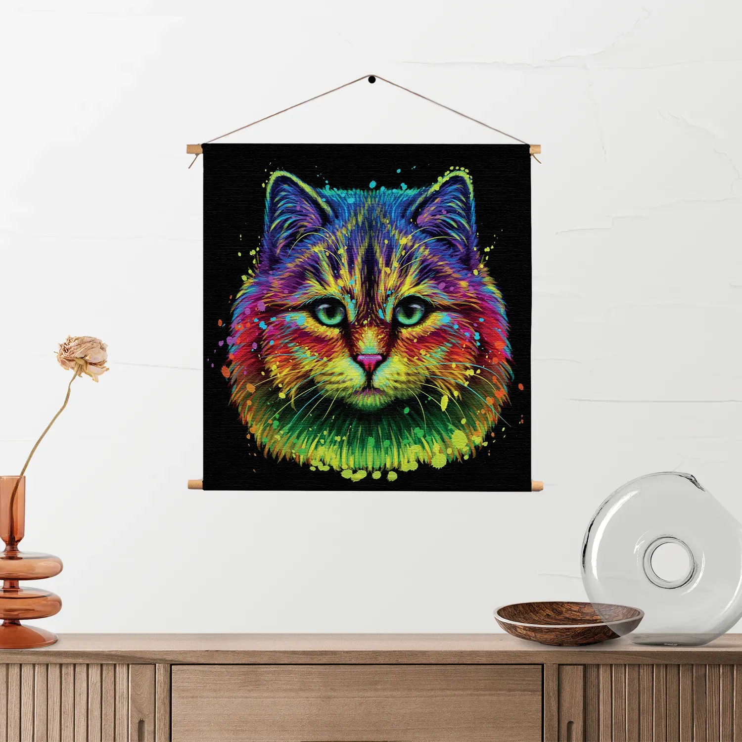 Textielposter Colored Cat Vierkant Template TP Vierkant Dieren 76 2