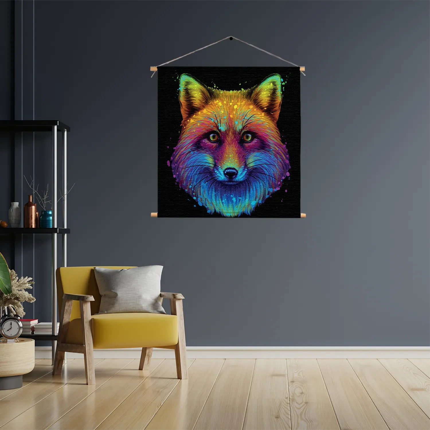 Textielposter Colored Wolf Vierkant Template TP Vierkant Dieren 77 3