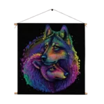 Textielposter Colored Wolves Vierkant Template TP Vierkant Dieren 80 1