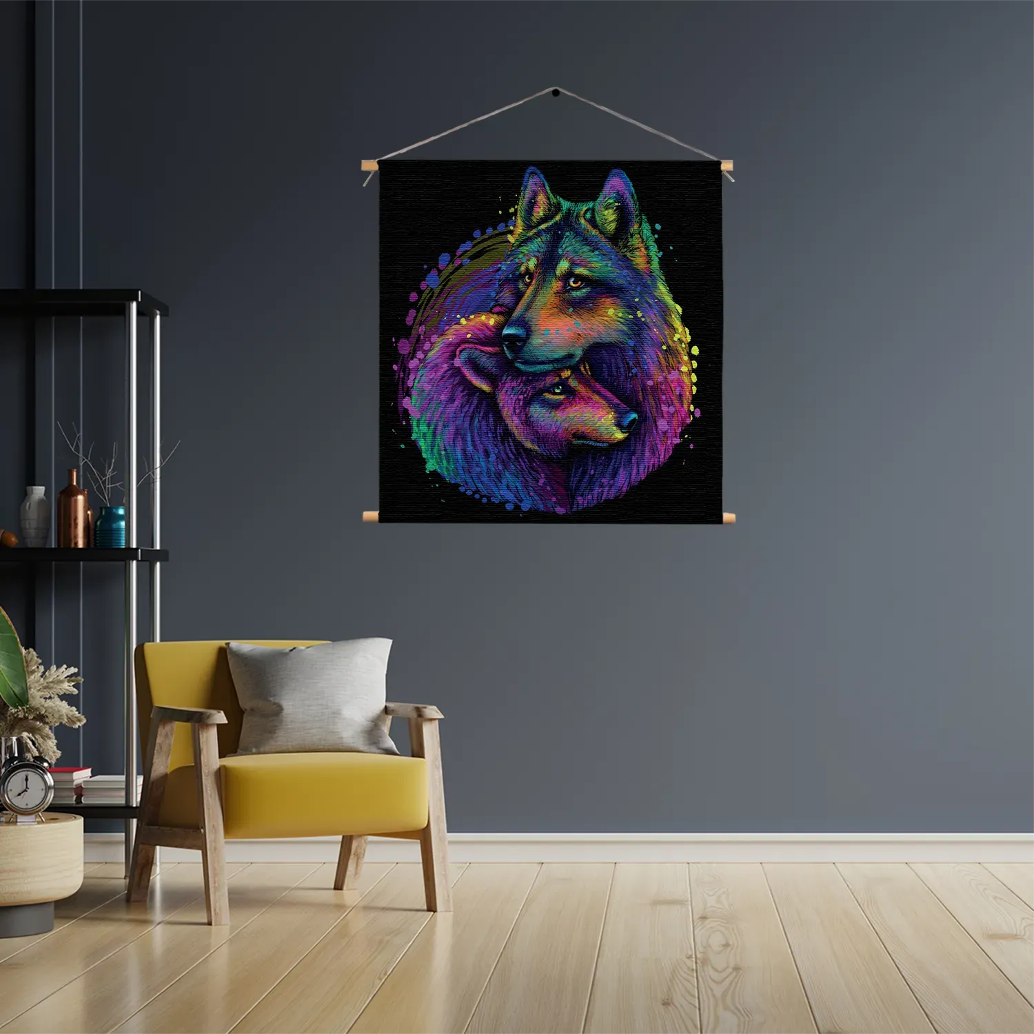 Textielposter Colored Wolves Vierkant Template TP Vierkant Dieren 80 3