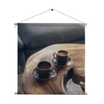 Textielposter Kopjes Koffie op Tafel Vierkant Template TP Vierkant Eten En Drinken 23 1