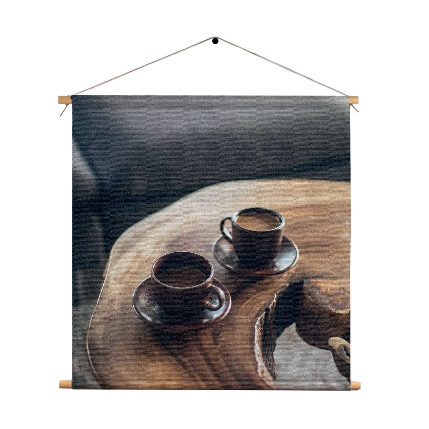 Textielposter Kopjes Koffie op Tafel Vierkant Template TP Vierkant Eten En Drinken 23 1