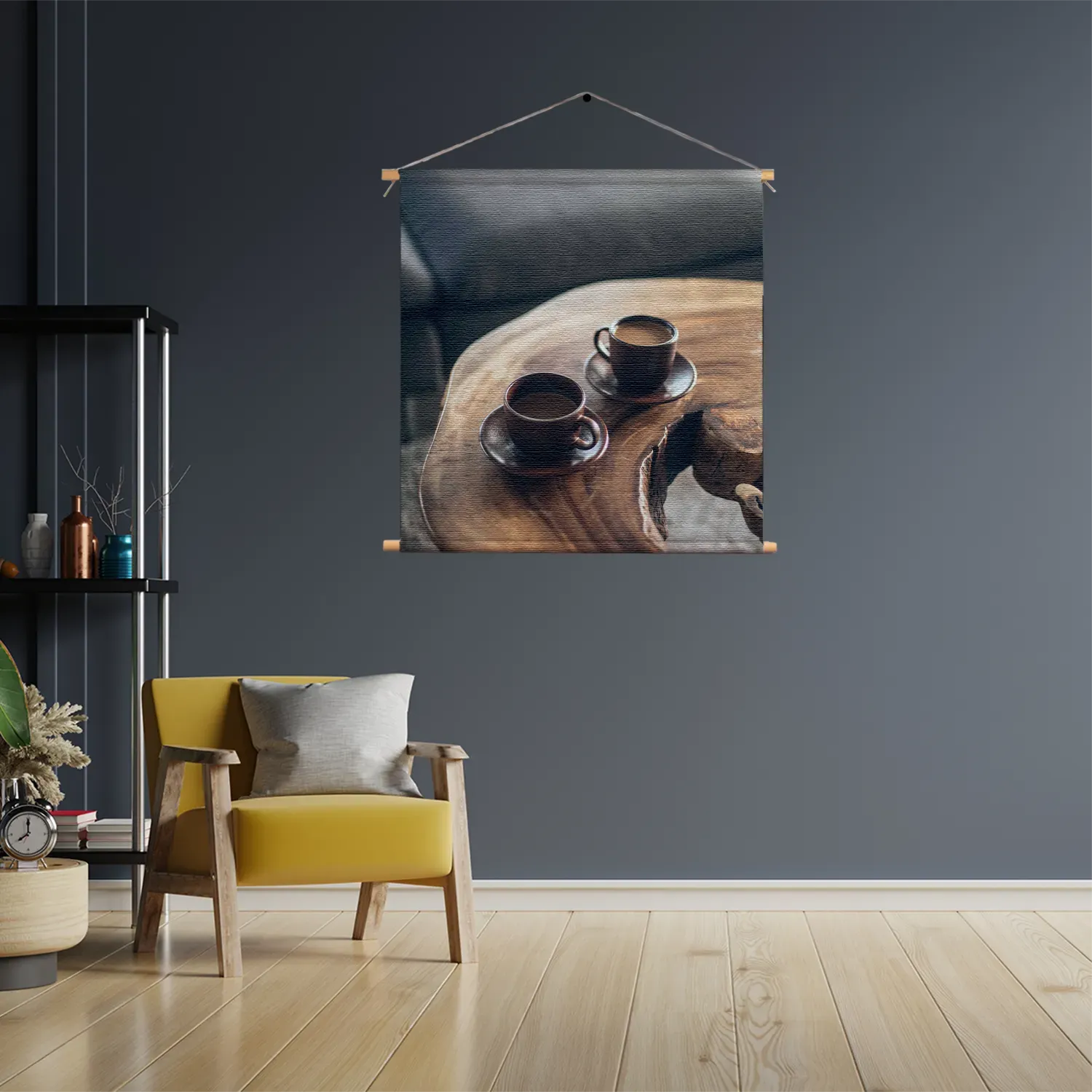 Textielposter Kopjes Koffie op Tafel Vierkant Template TP Vierkant Eten En Drinken 23 3