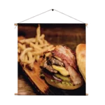 Textielposter Burger Plank Vierkant Template TP Vierkant Eten En Drinken 24 1