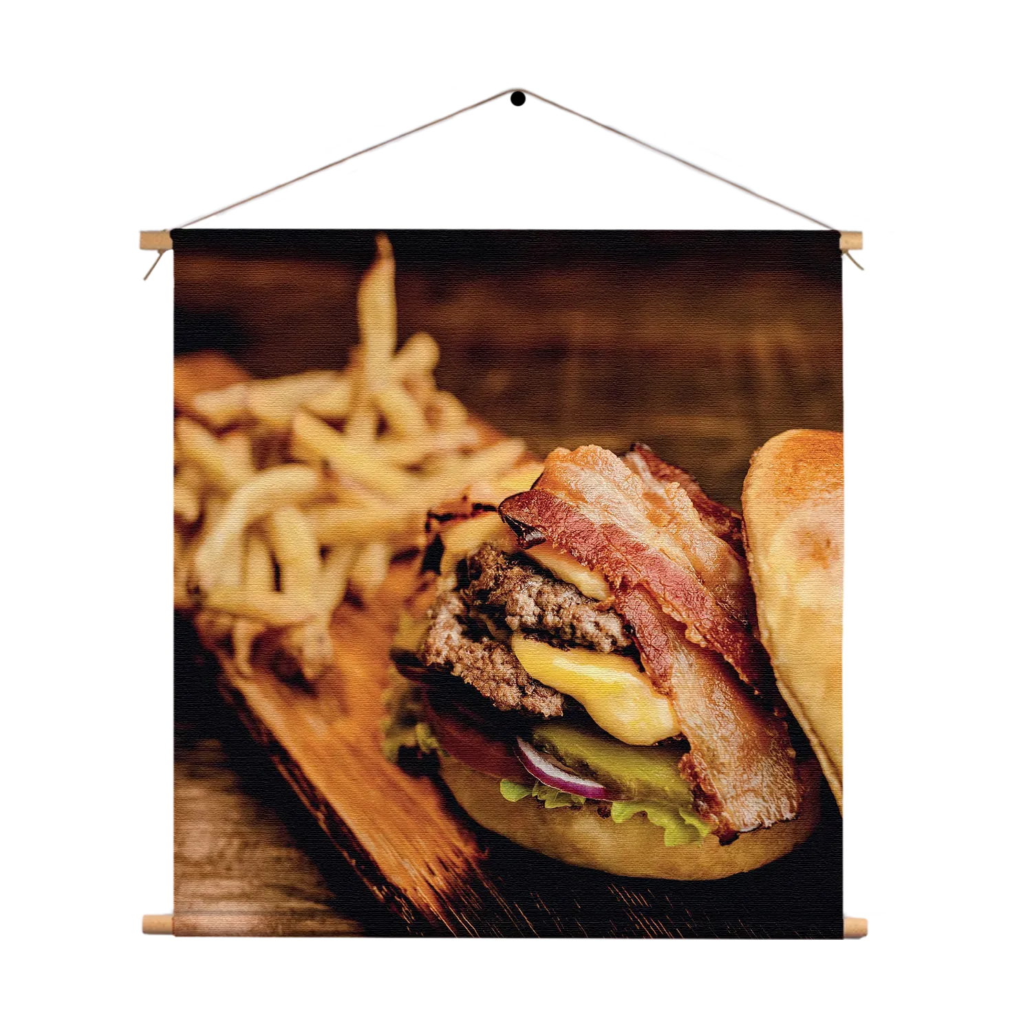 Textielposter Burger Plank Vierkant Template TP Vierkant Eten En Drinken 24 1