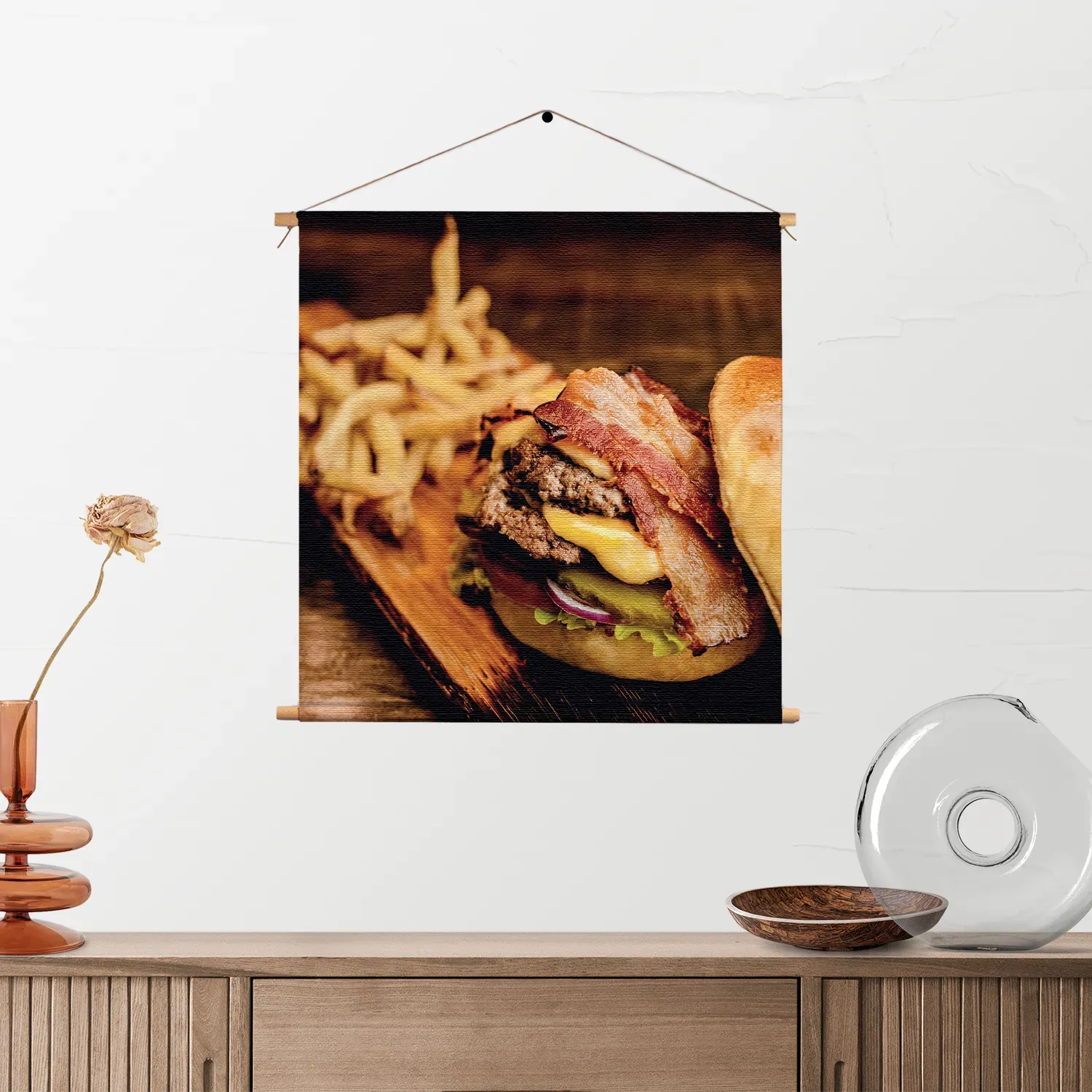 Textielposter Burger Plank Vierkant Template TP Vierkant Eten En Drinken 24 2