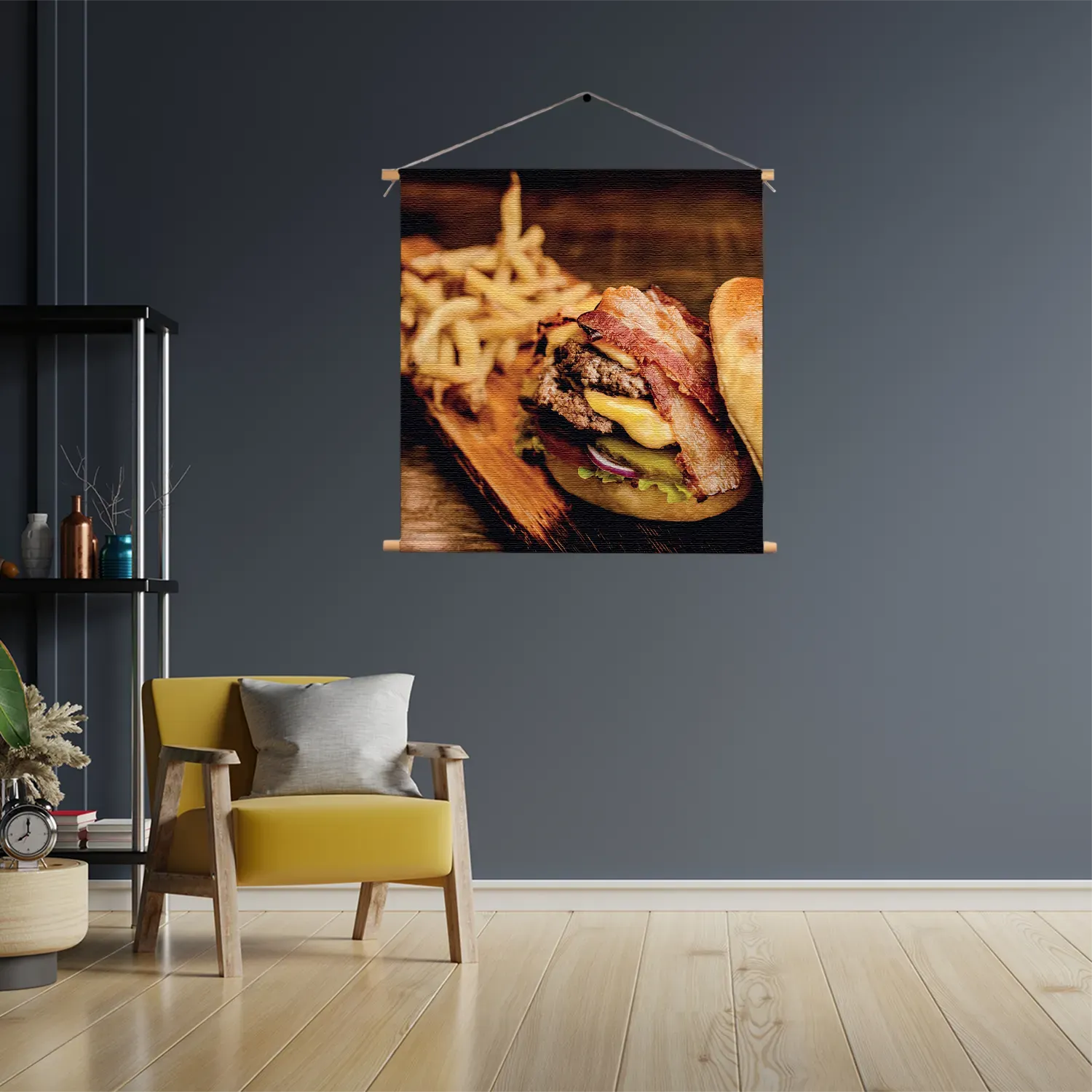 Textielposter Burger Plank Vierkant Template TP Vierkant Eten En Drinken 24 3