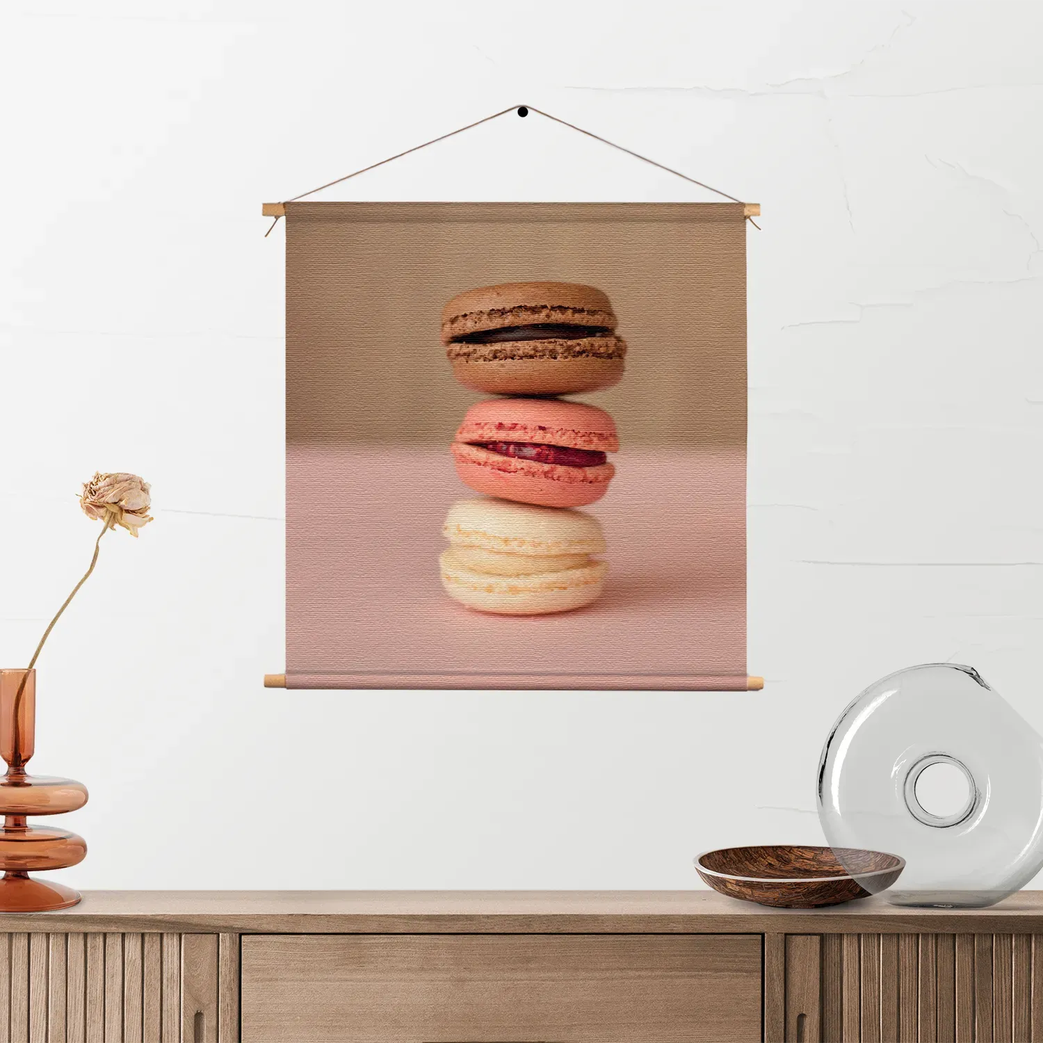 Textielposter Macarons Roze Beige Tinten Vierkant Template TP Vierkant Eten En Drinken 28 2