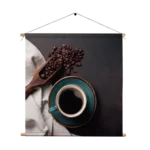 Textielposter Koffiebonen met Kop koffie Vierkant Template TP Vierkant Eten En Drinken 41 1